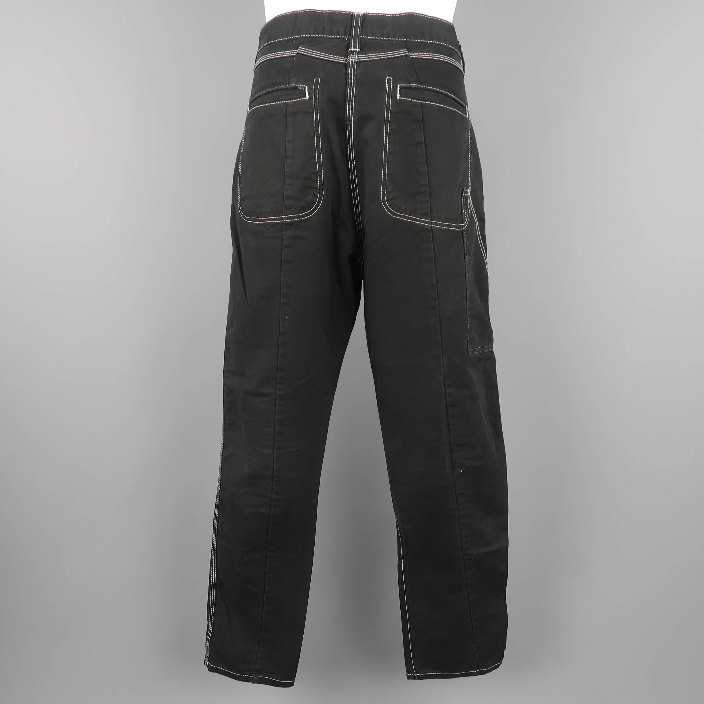 contrast stitch pants mens 