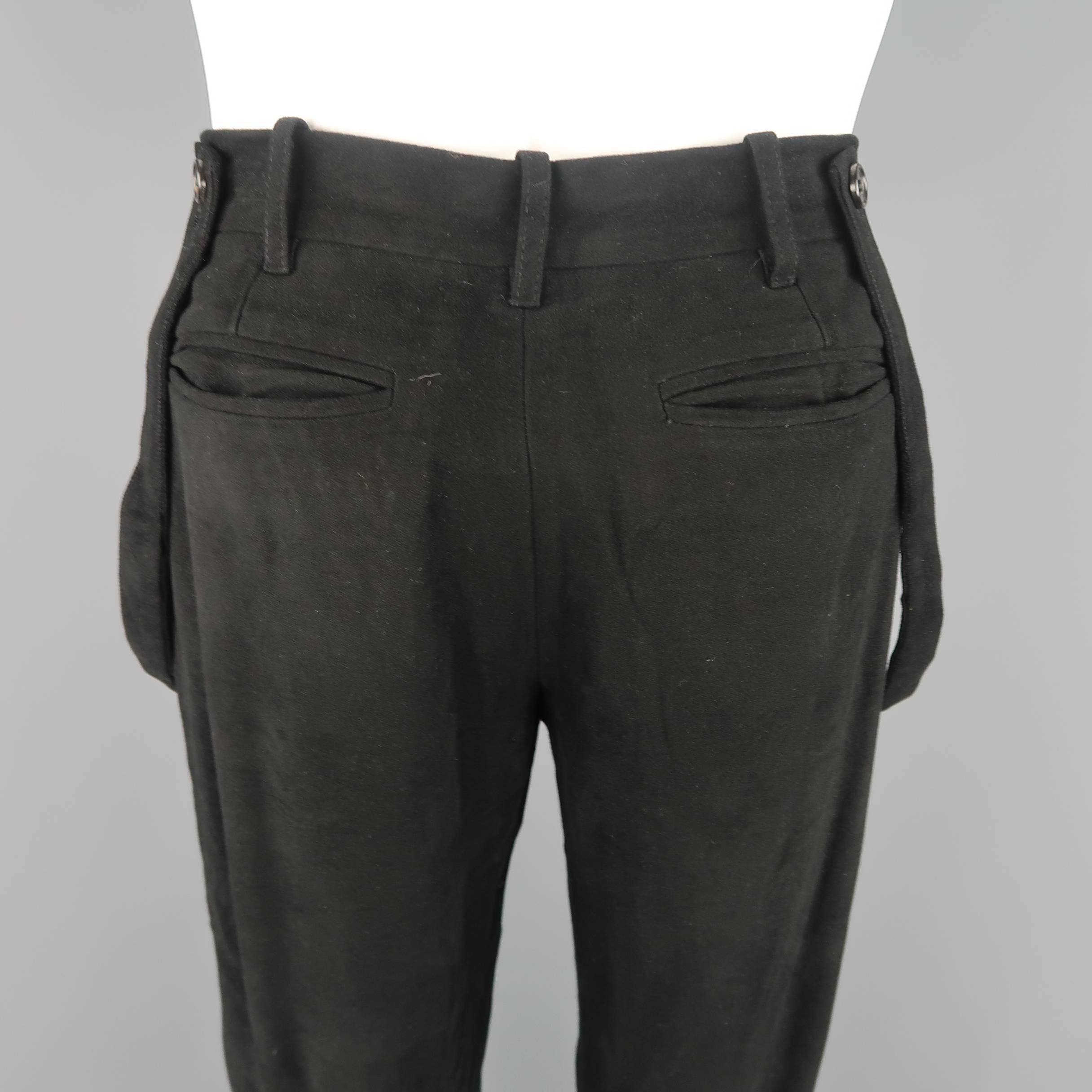 Men's ANN DEMEULEMEESTER Size S Black Velvet Bondage Strap Pants 1