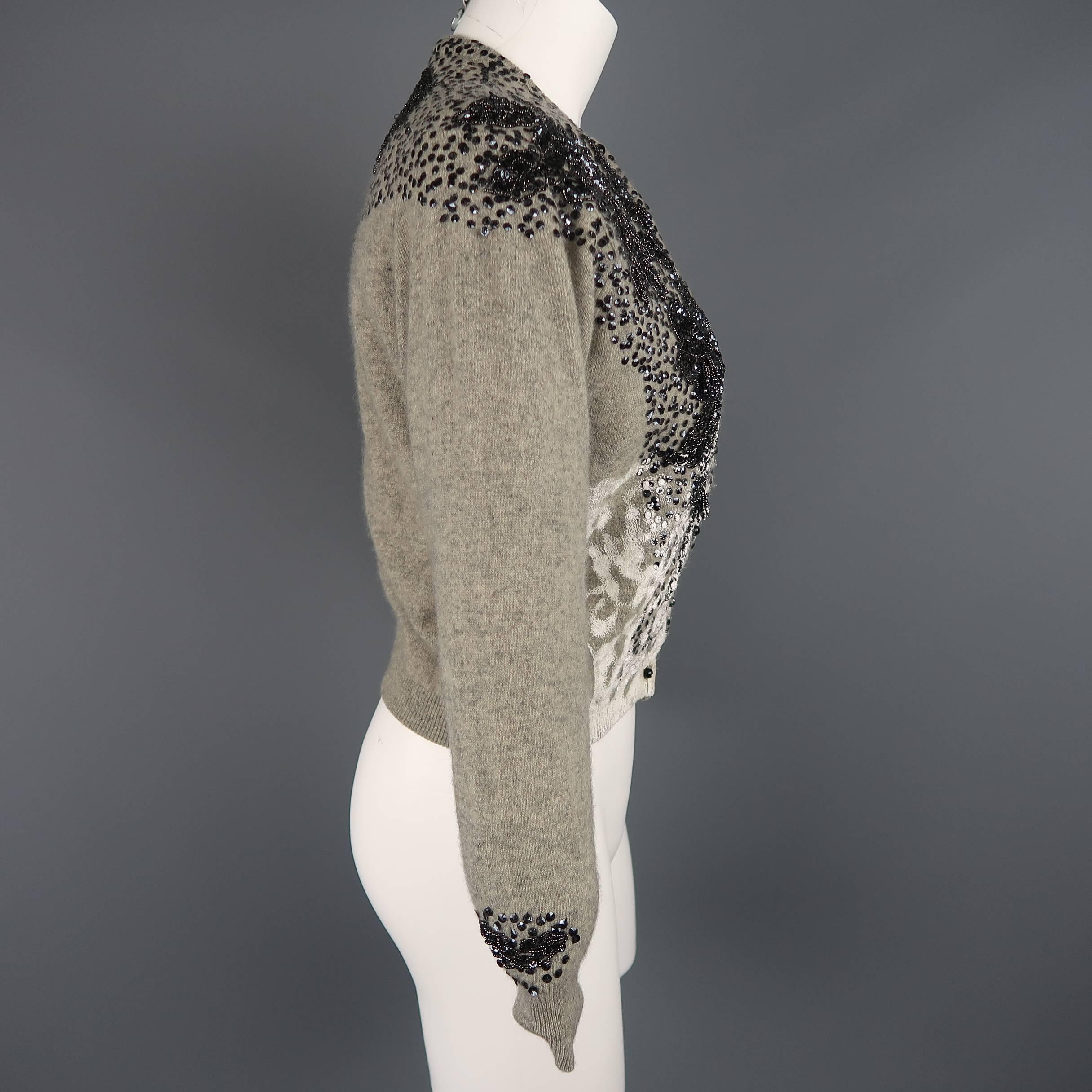 Libertine Grey Cashmere Blend Beaded and Painted Cardigan 3