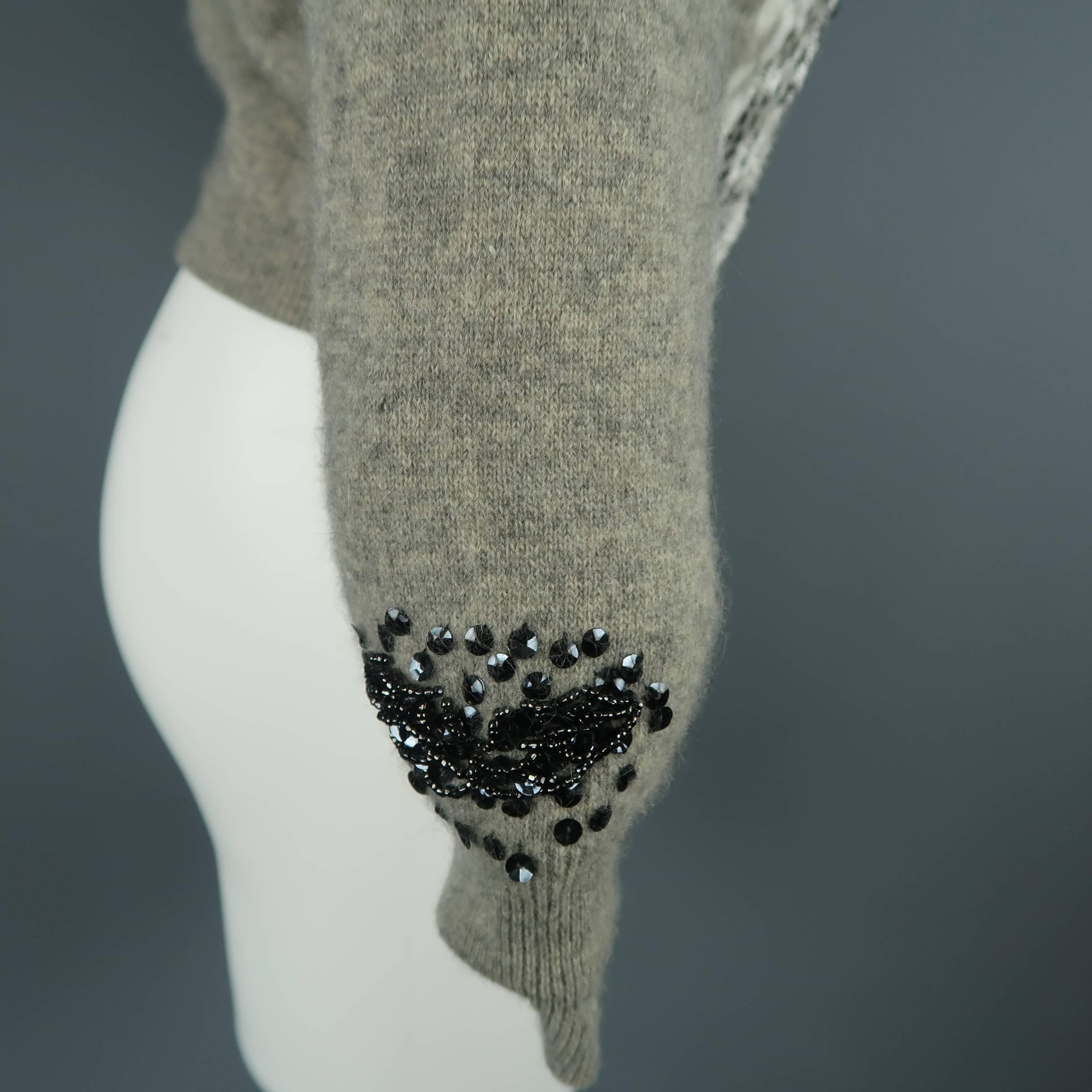 Libertine Grey Cashmere Blend Beaded and Painted Cardigan 4