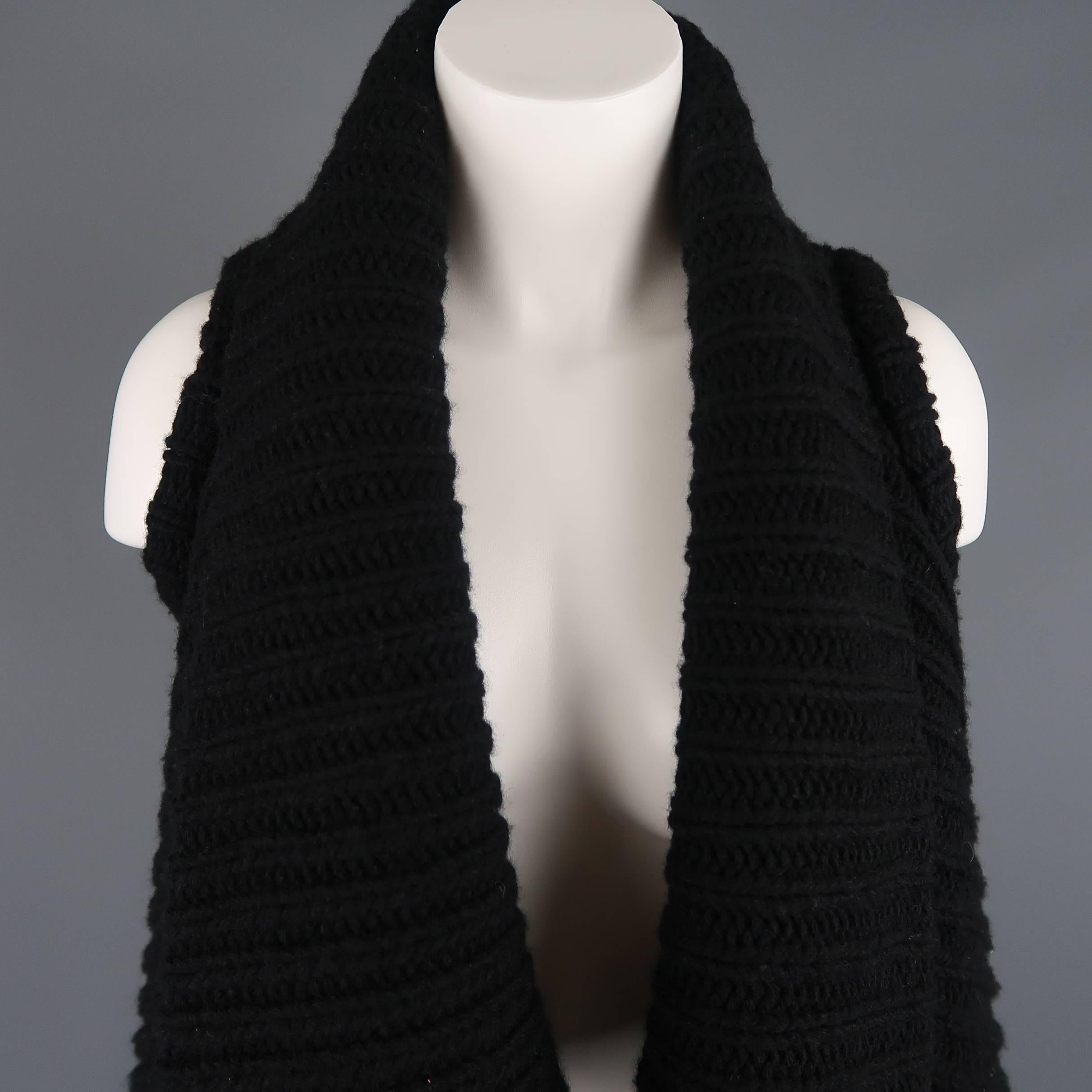 Women's Ann Demeulemeester Black Wool Knit Asymmetrical Collar Vest