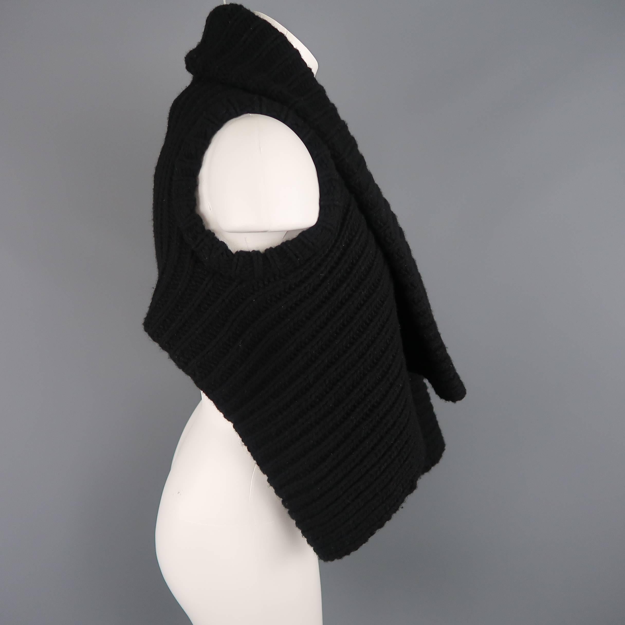 Ann Demeulemeester Black Wool Knit Asymmetrical Collar Vest 1