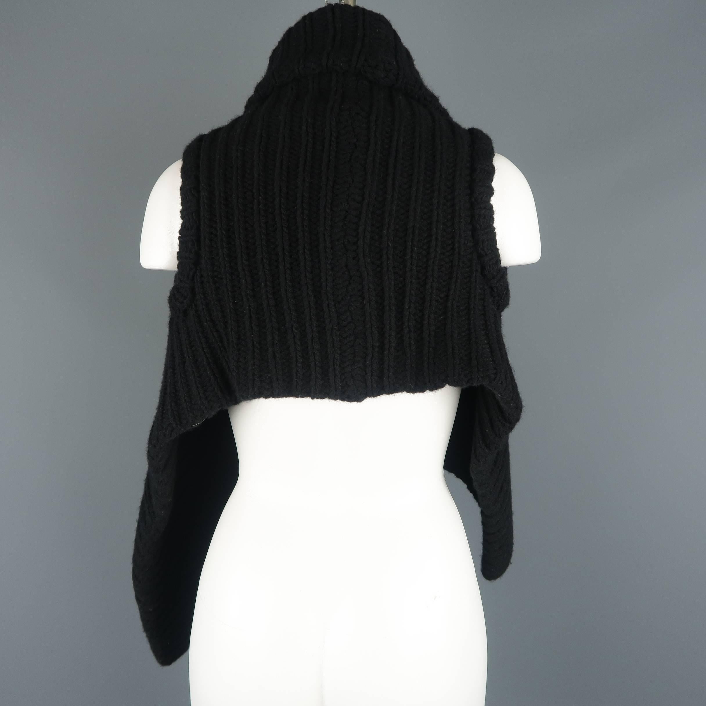 Ann Demeulemeester Black Wool Knit Asymmetrical Collar Vest 2