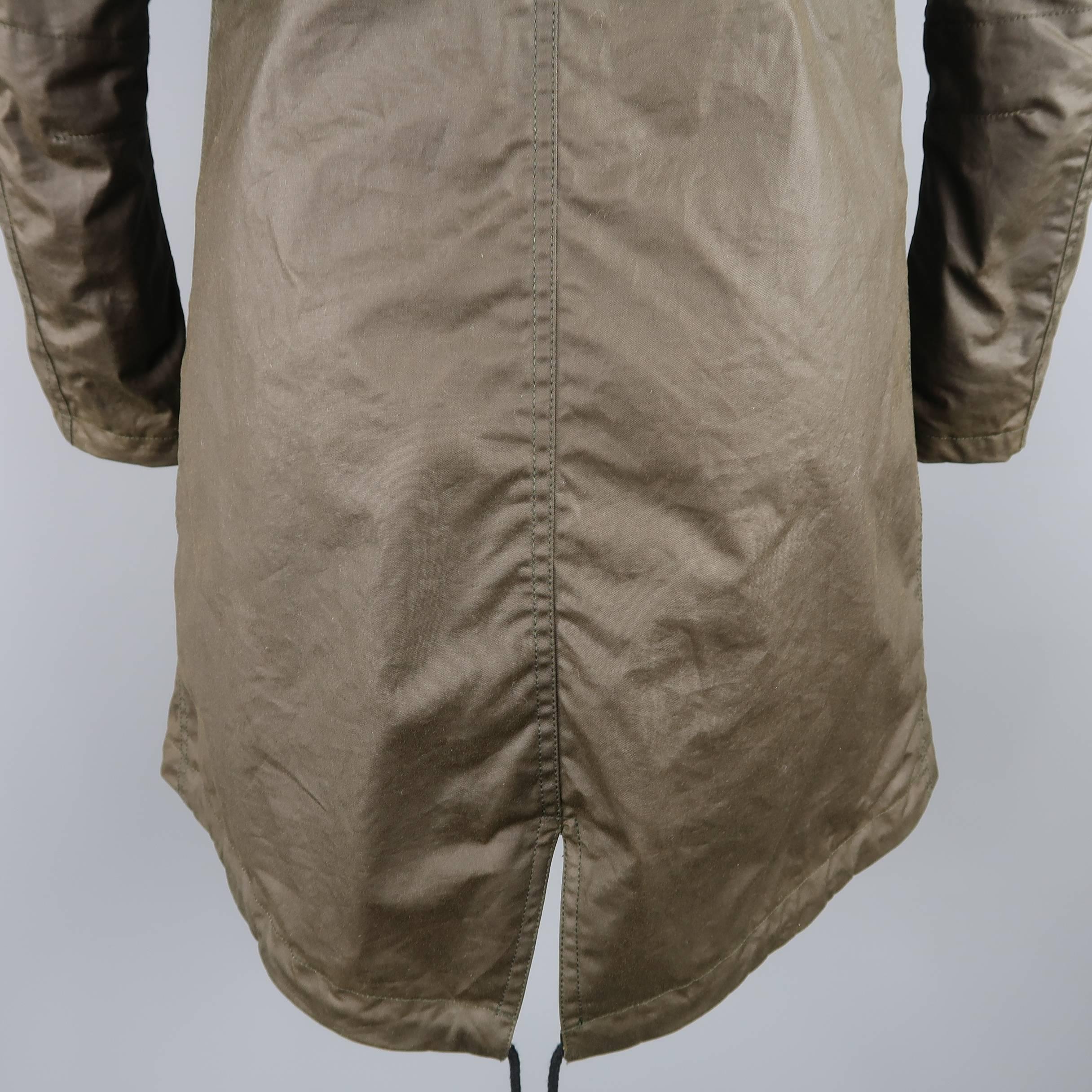 Belstaff Olive Coated Cotton Hooded Parka Coat 4