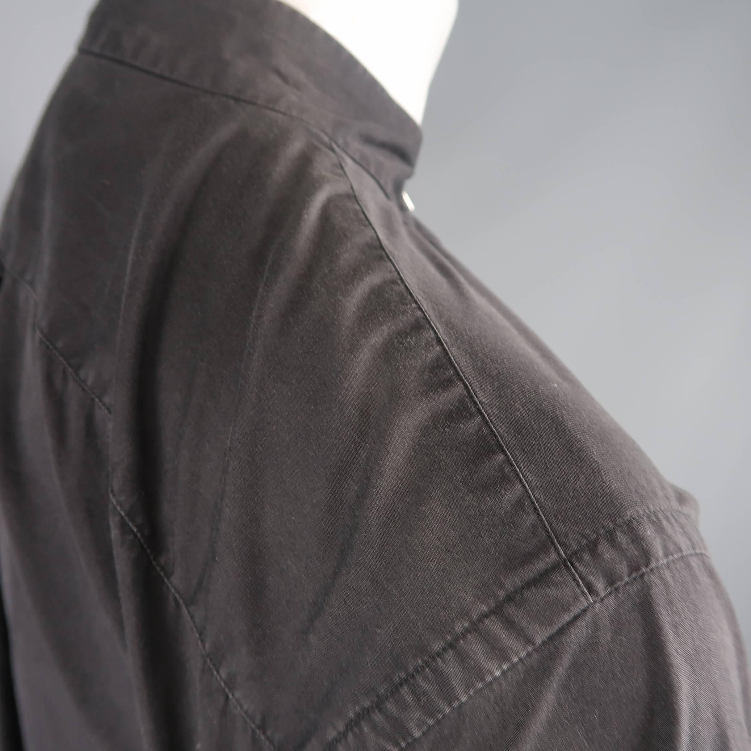Comme Des Garcons Men's Charcoal Cotton Sewn Collar Zip Shirt In Fair Condition In San Francisco, CA