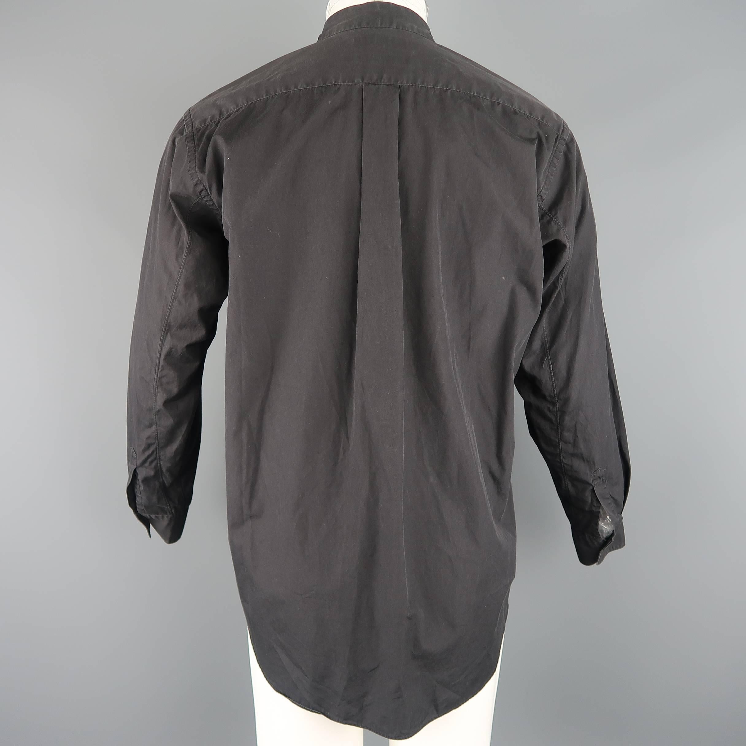 Comme Des Garcons Men's Charcoal Cotton Sewn Collar Zip Shirt 1