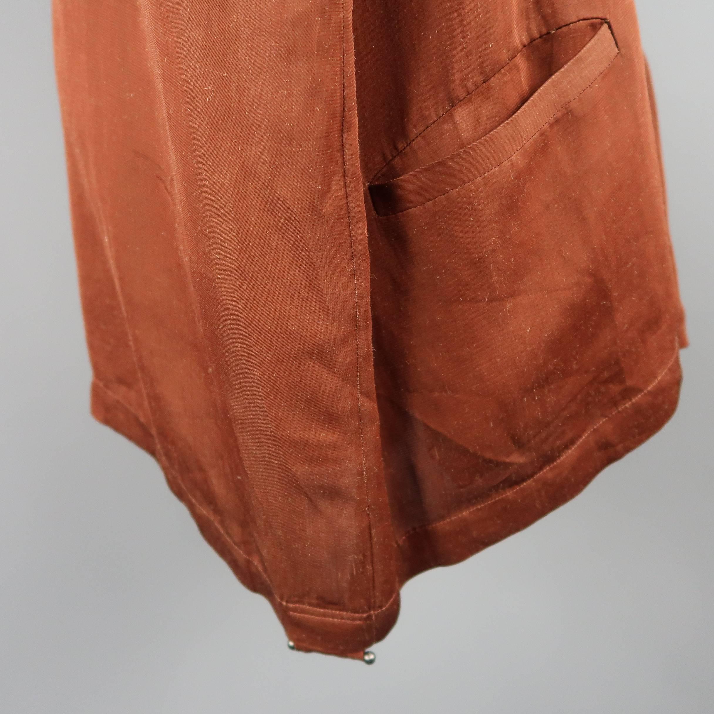 Issey Miyake Brown Rayon Blend Hidden Placket Oversized Jacket 2