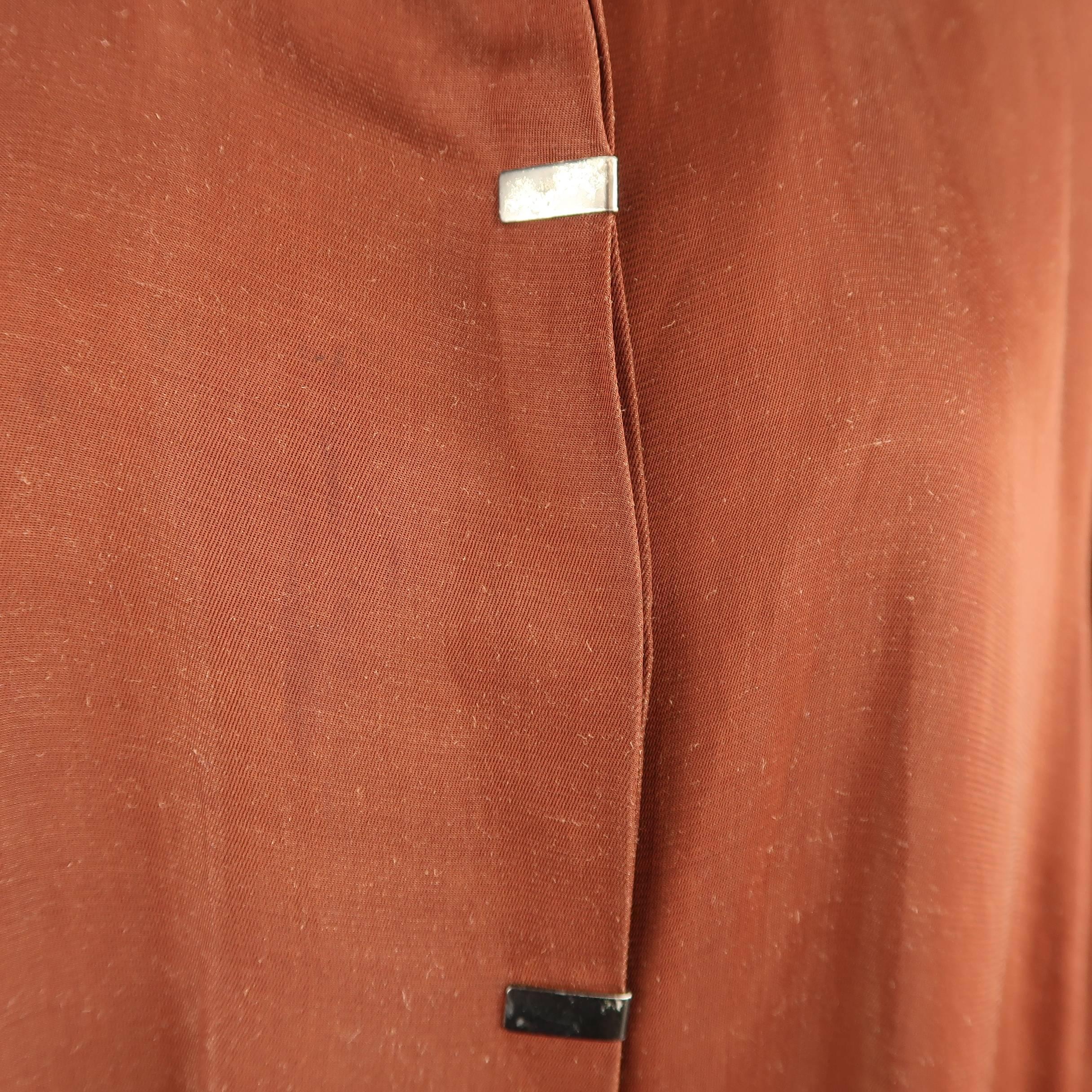 Issey Miyake Brown Rayon Blend Hidden Placket Oversized Jacket In Fair Condition In San Francisco, CA