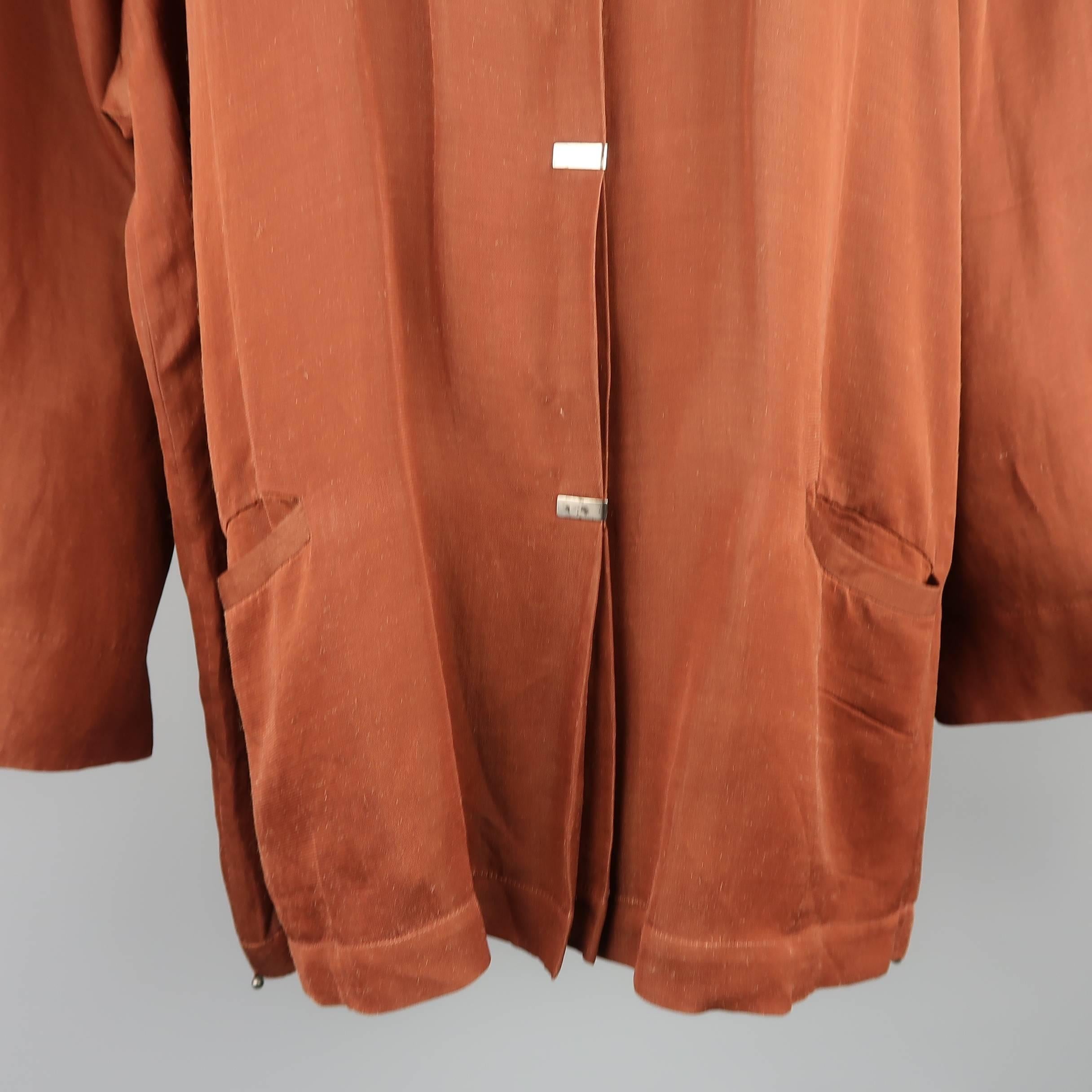 Women's Issey Miyake Brown Rayon Blend Hidden Placket Oversized Jacket
