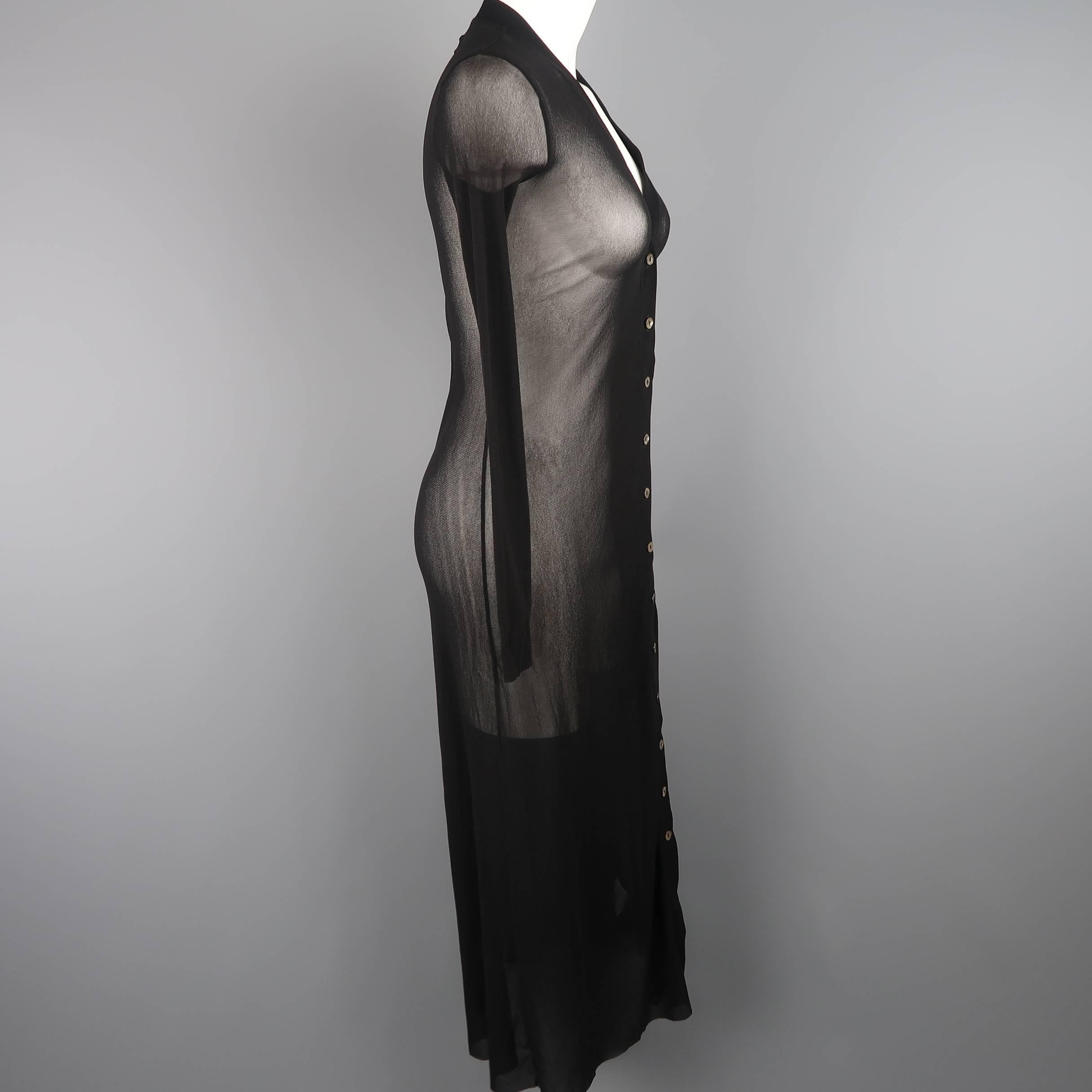 Jean Paul Gaultier Black Micro Mesh V Neck Cardigan Dress 1