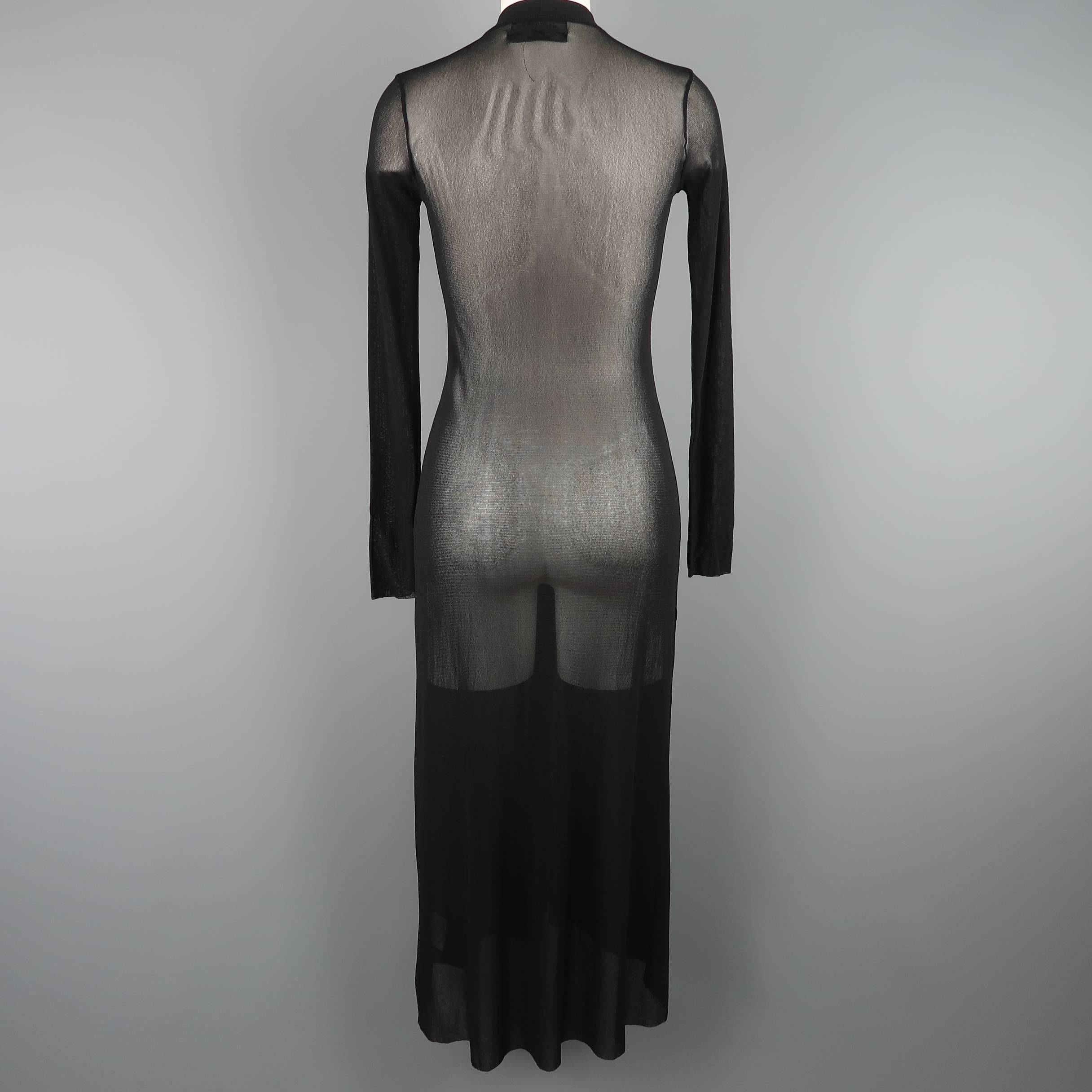 Jean Paul Gaultier Black Micro Mesh V Neck Cardigan Dress 2