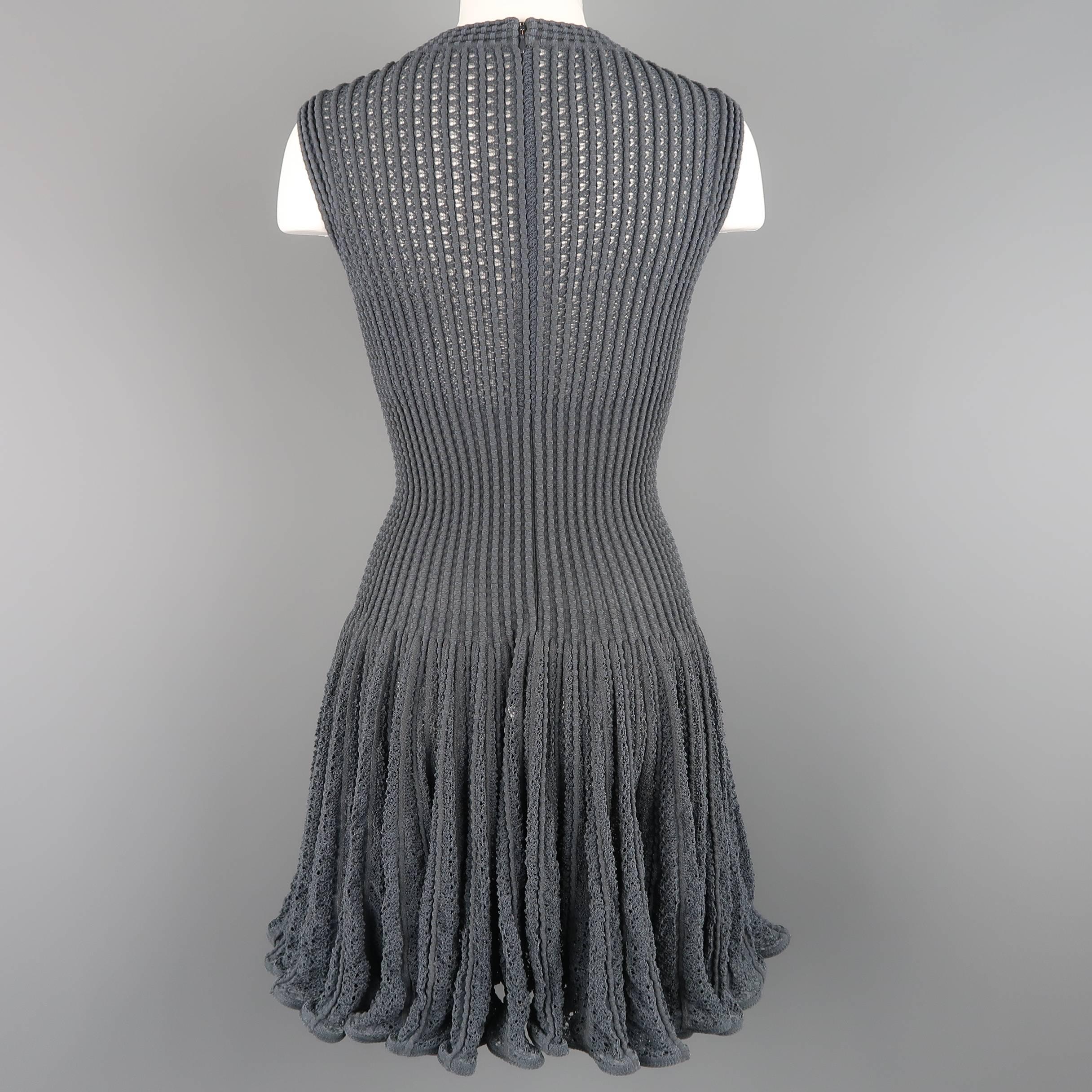 Alaia Dress - Blue Gray Cotton Blend Mesh Knit Ruffle Skirt 1