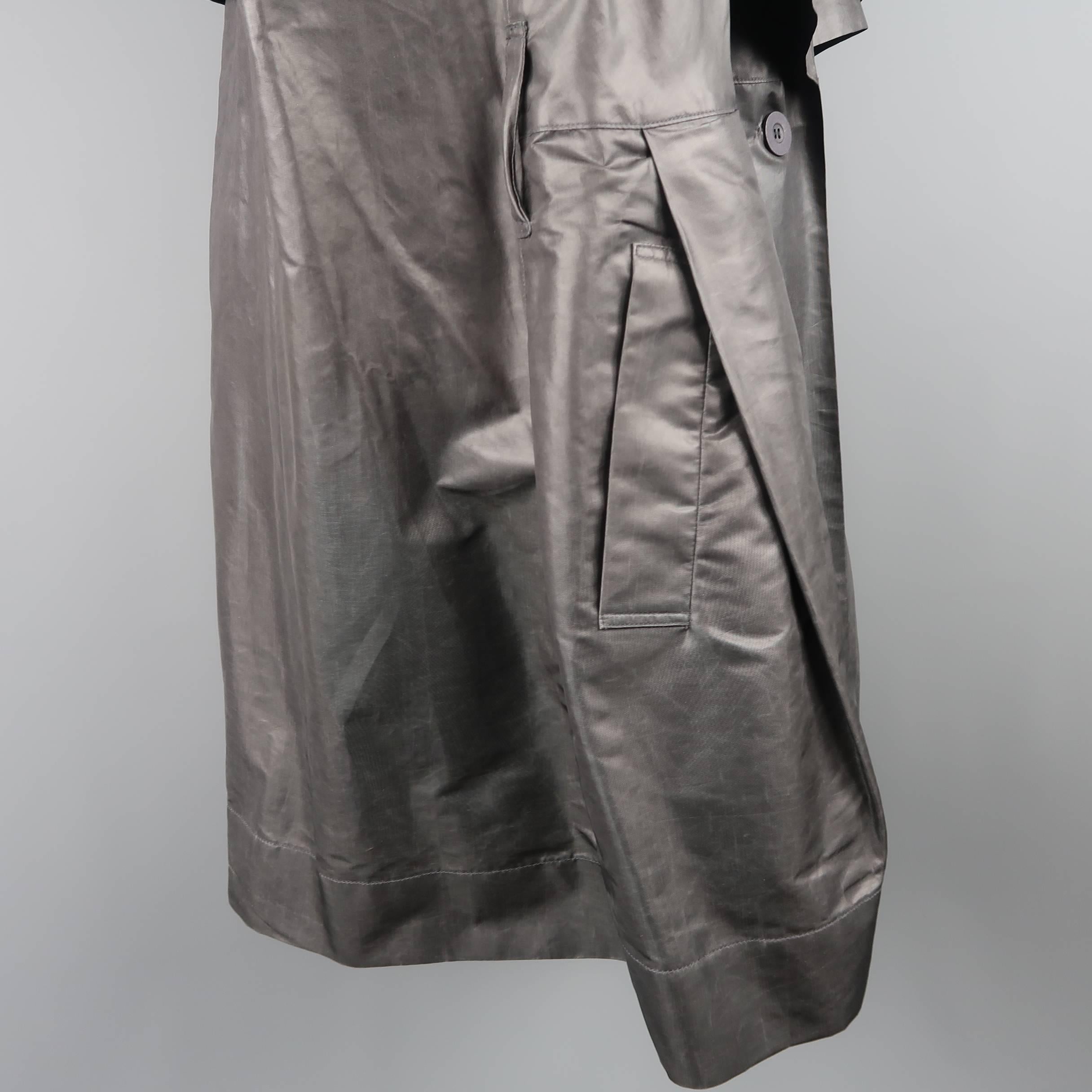 Women's Issey Miyake Grey Metallic Twill Draped Collar Coat, 1980s 