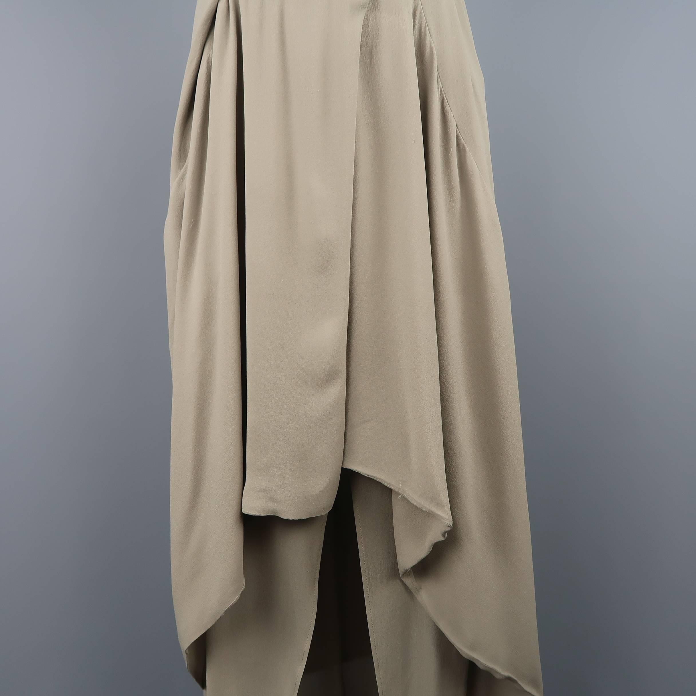 Brown Brunello Cucinelli Gray Silk Layered Drape High Low Skirt