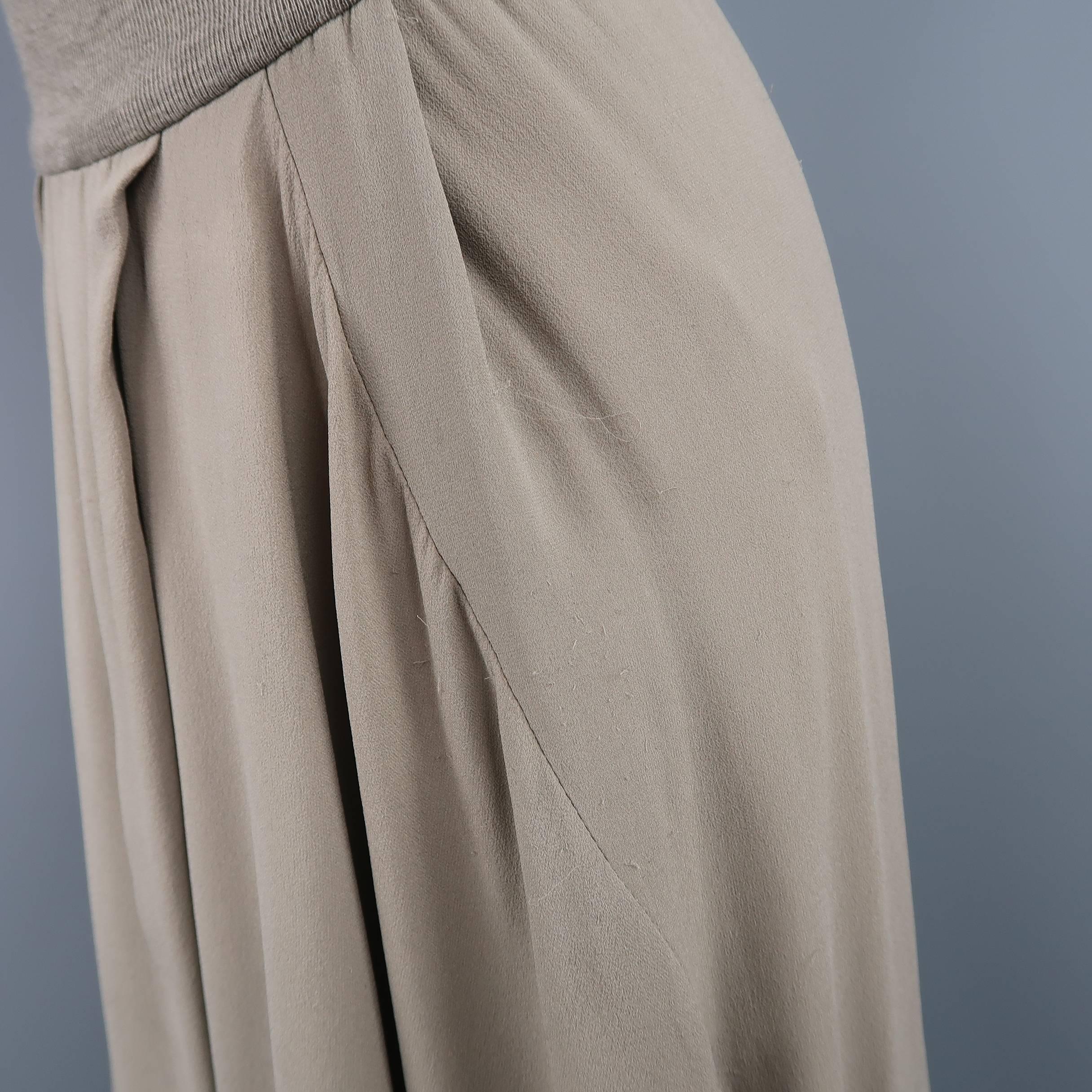 Brunello Cucinelli Gray Silk Layered Drape High Low Skirt In Fair Condition In San Francisco, CA