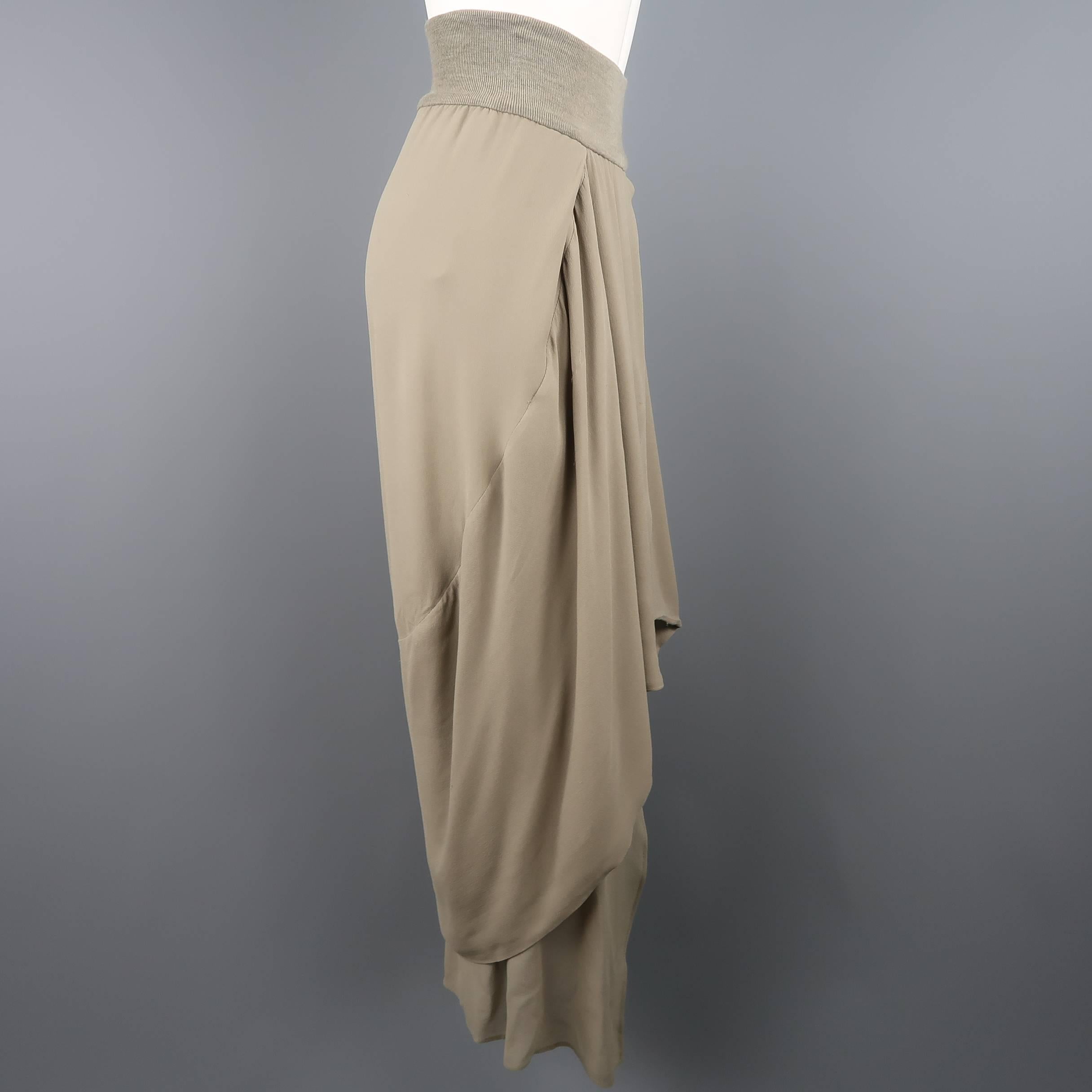 Women's Brunello Cucinelli Gray Silk Layered Drape High Low Skirt