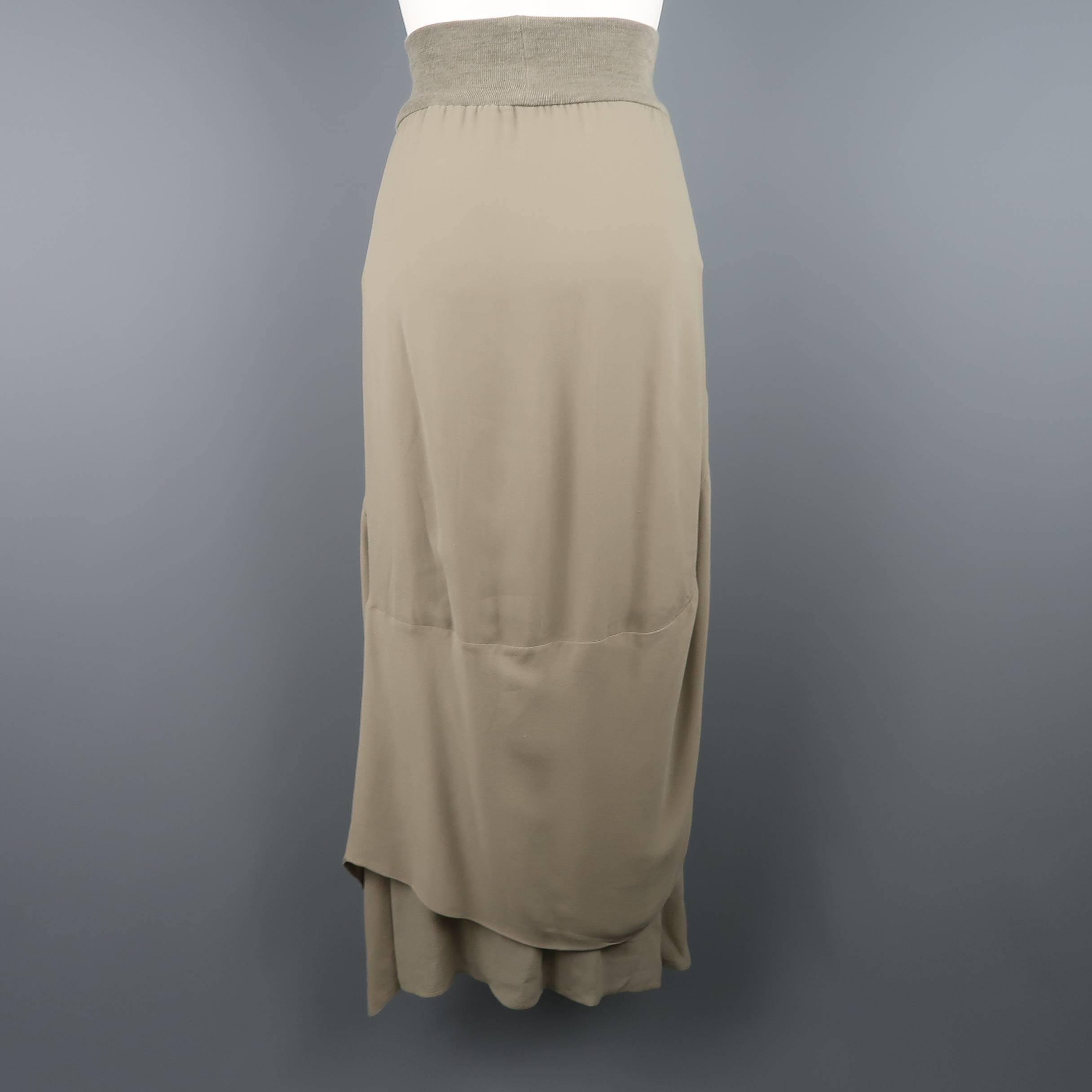 Brunello Cucinelli Gray Silk Layered Drape High Low Skirt 1