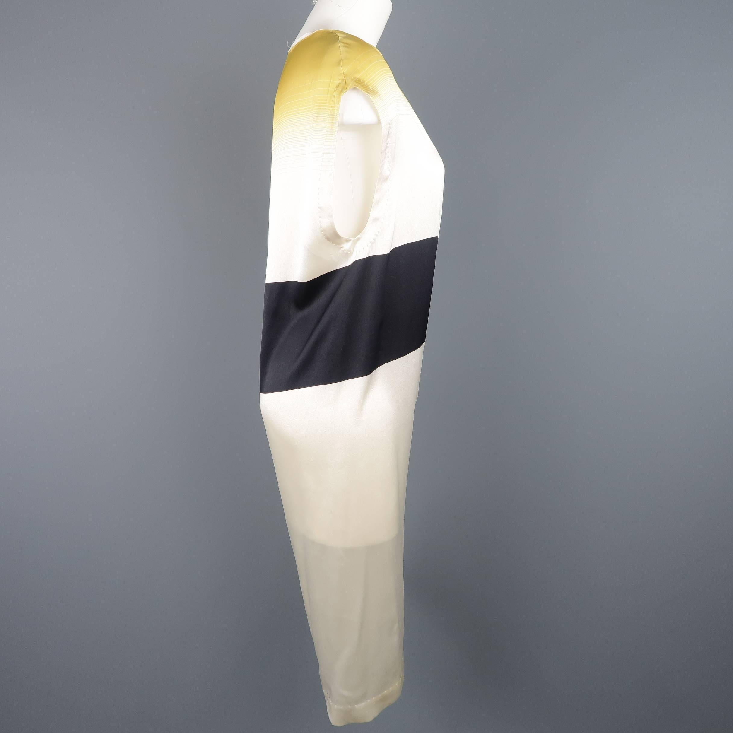 Dries Van Noten Dress - Spring 2009 Runway - Cream Yellow Black Silk Pleated 1