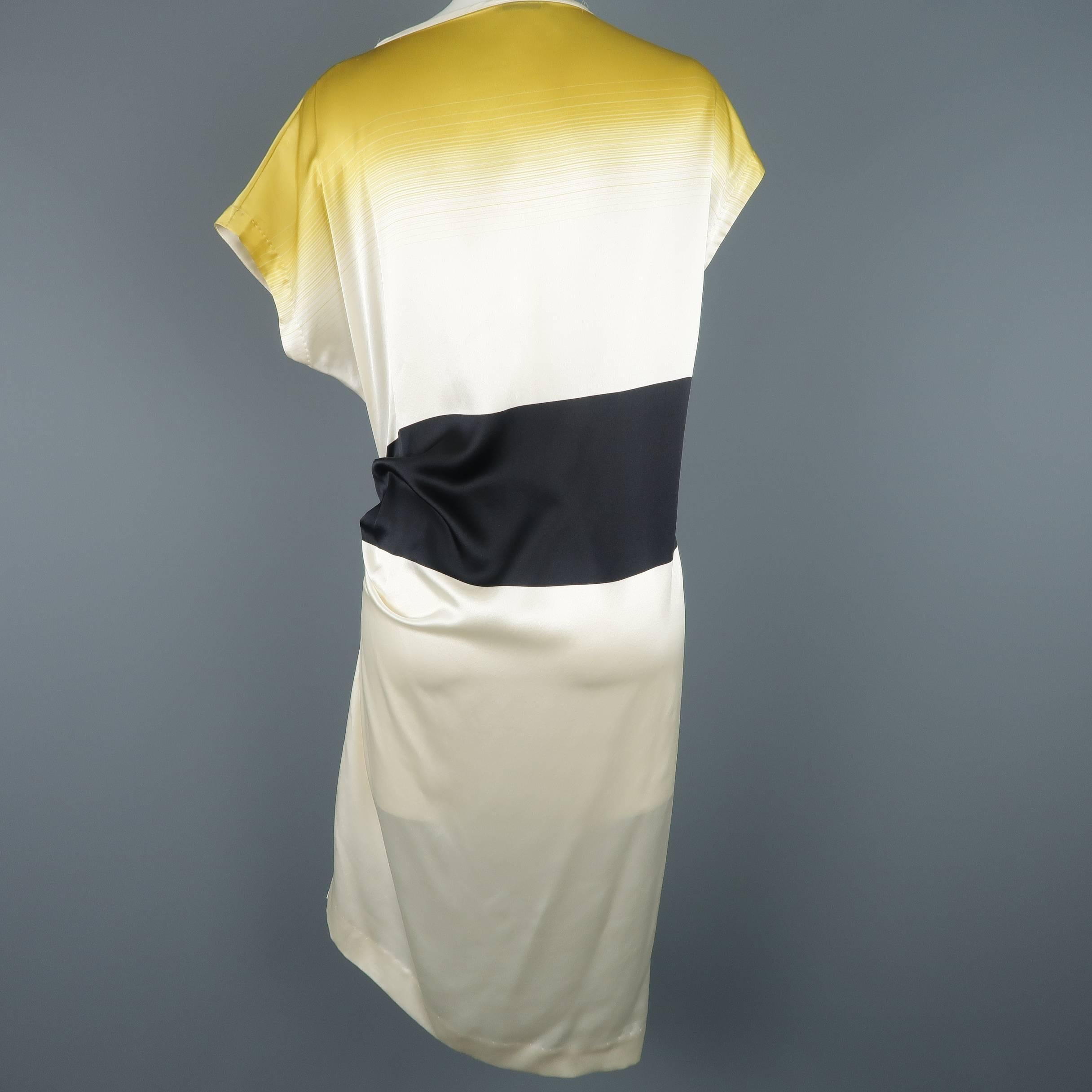 Dries Van Noten Dress - Spring 2009 Runway - Cream Yellow Black Silk Pleated 4
