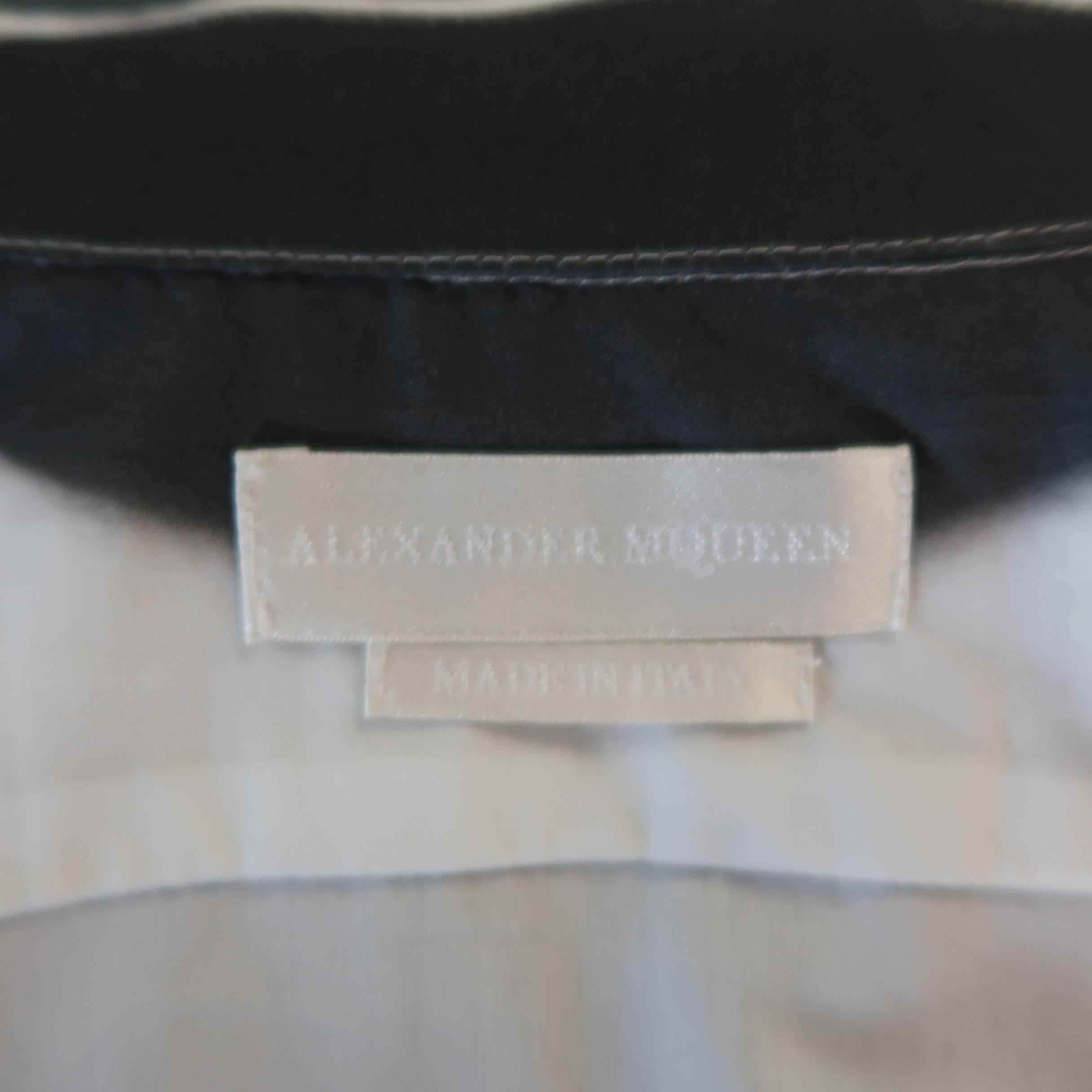 Alexander McQueen Men's Grey and White Print Effect Cotton Long Sleeve Shirt 4
