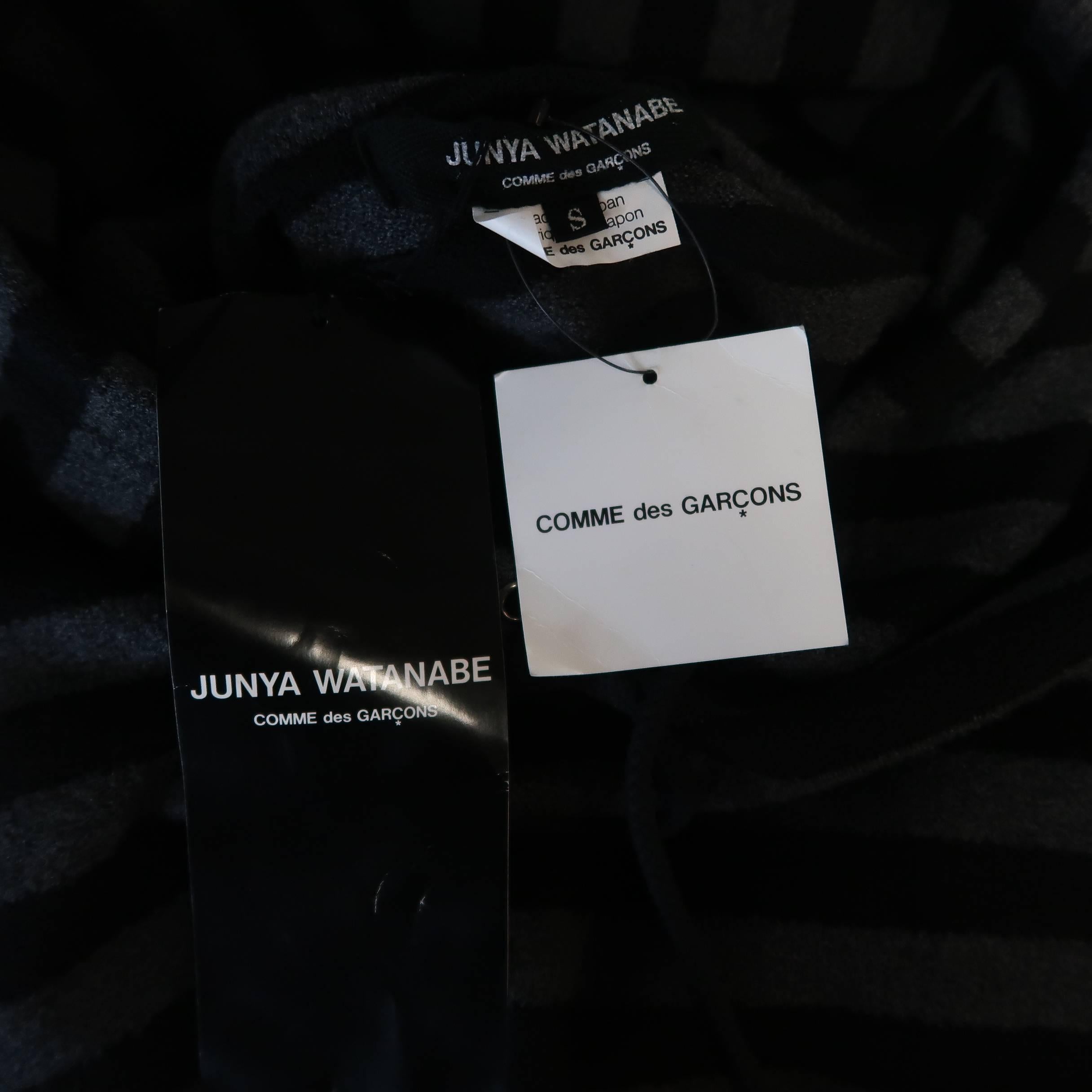 Junya Watanabe Men's Black and Grey Stripe Wool Pullover Hoodie In New Condition In San Francisco, CA
