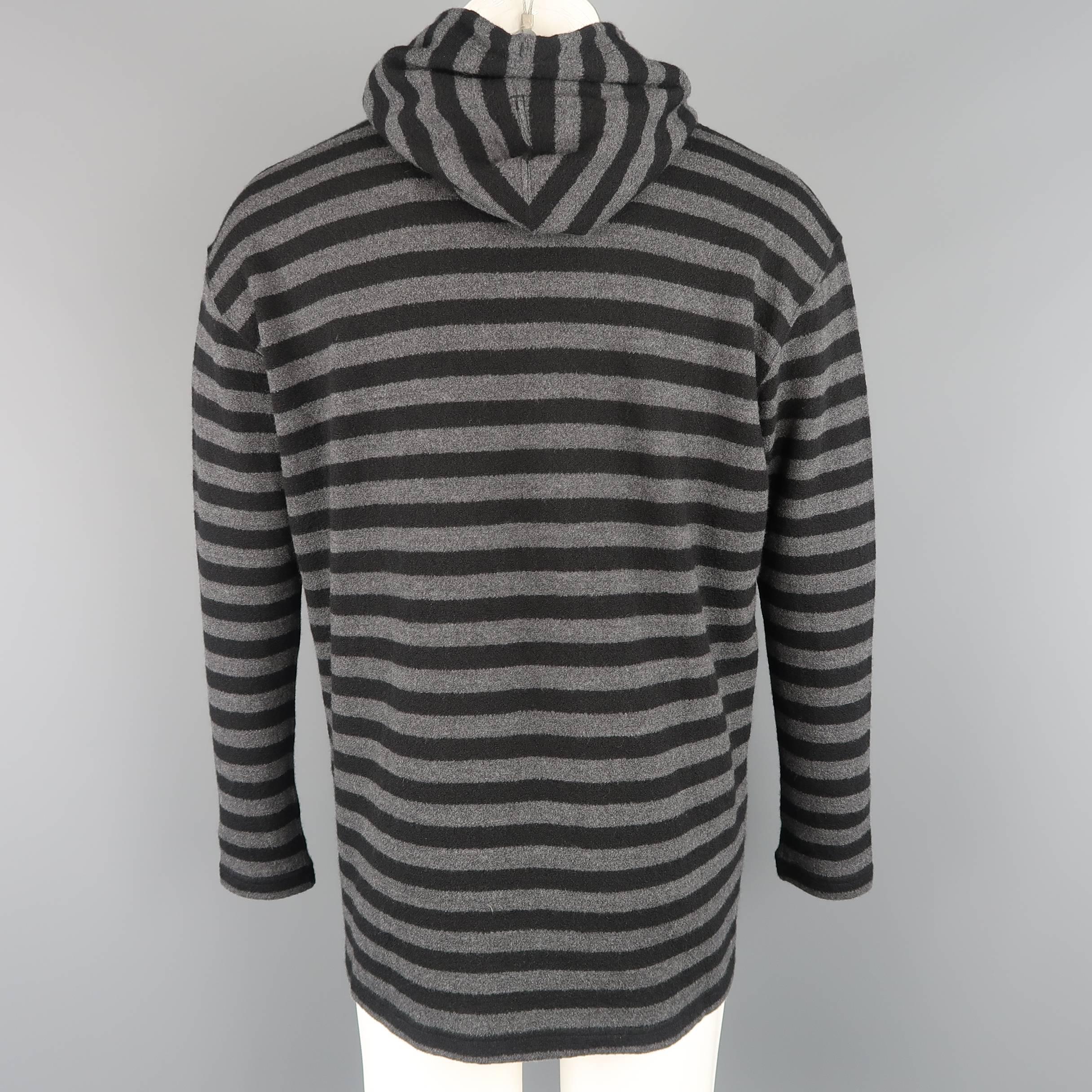black and grey striped hoodie