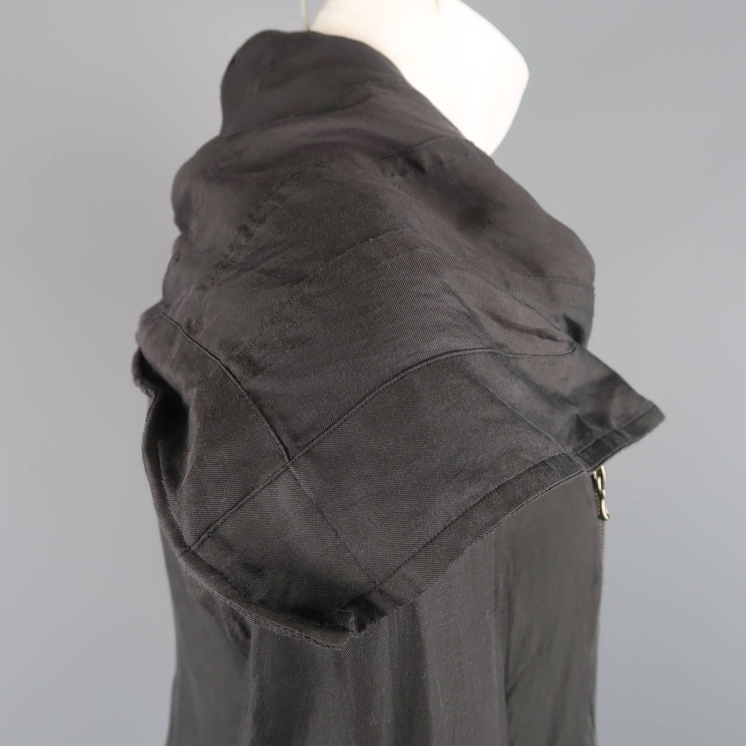 Julius_7  Men's Charcoal Cotton Blend Wire Collar Jacket 3