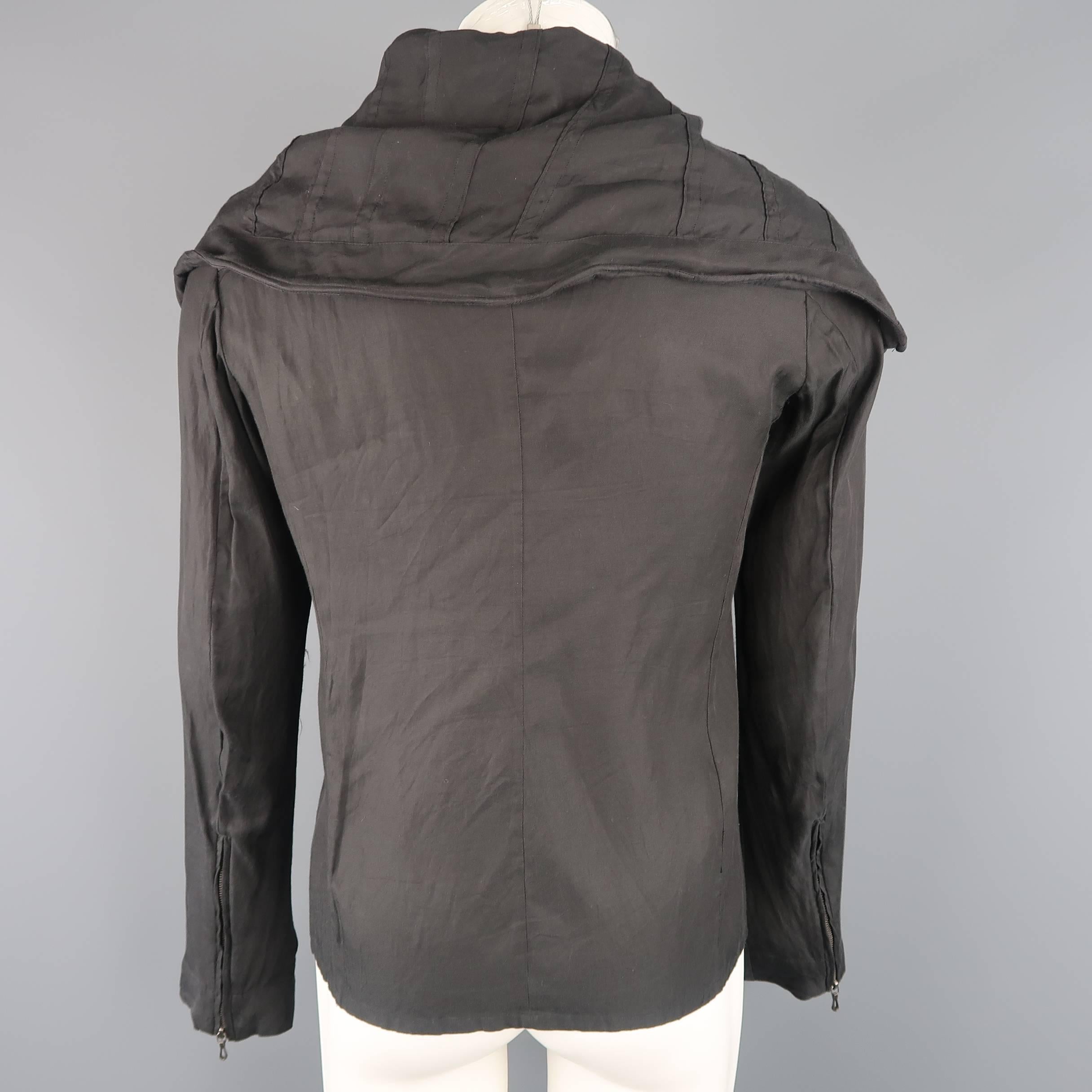 Julius_7  Men's Charcoal Cotton Blend Wire Collar Jacket 4