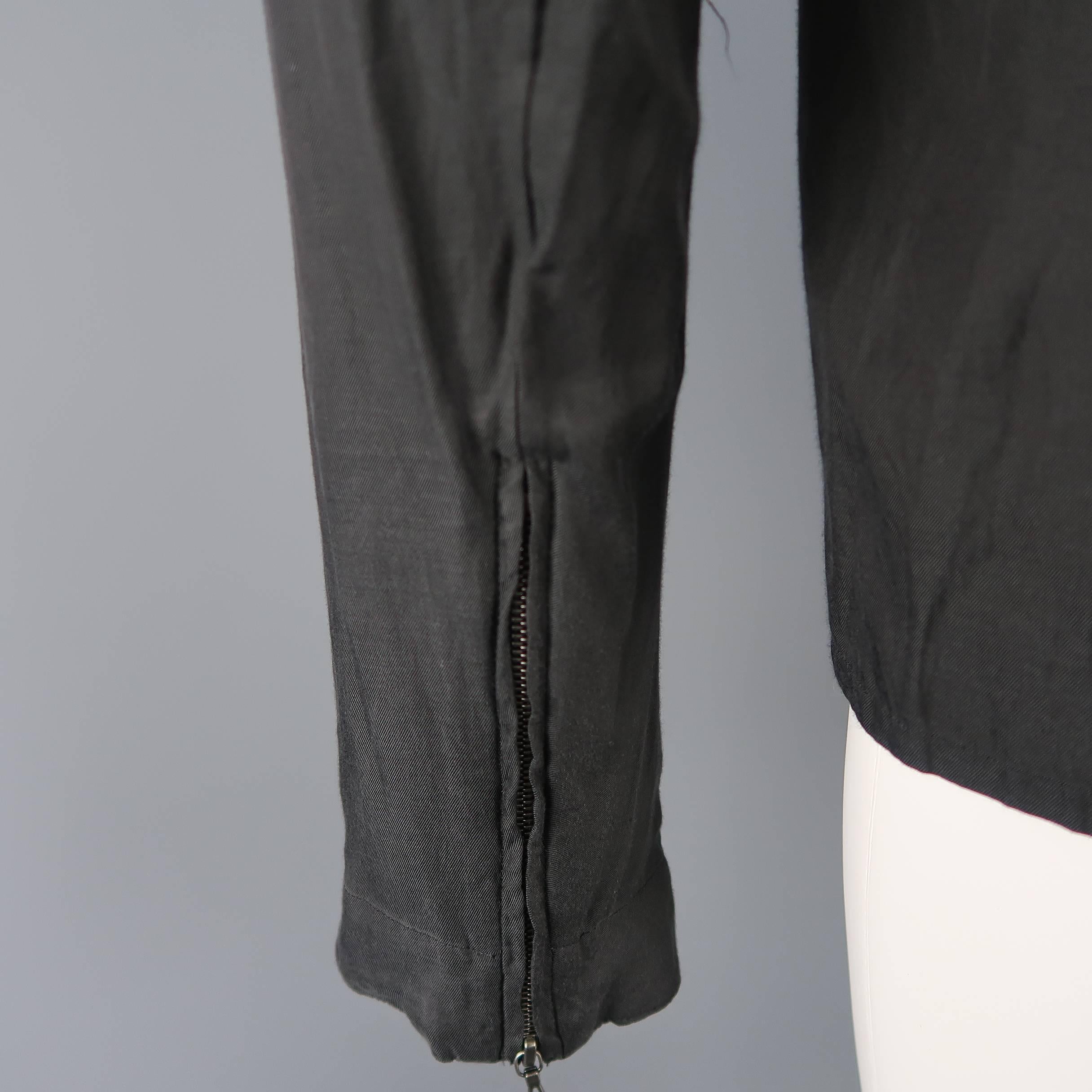 Julius_7  Men's Charcoal Cotton Blend Wire Collar Jacket 6
