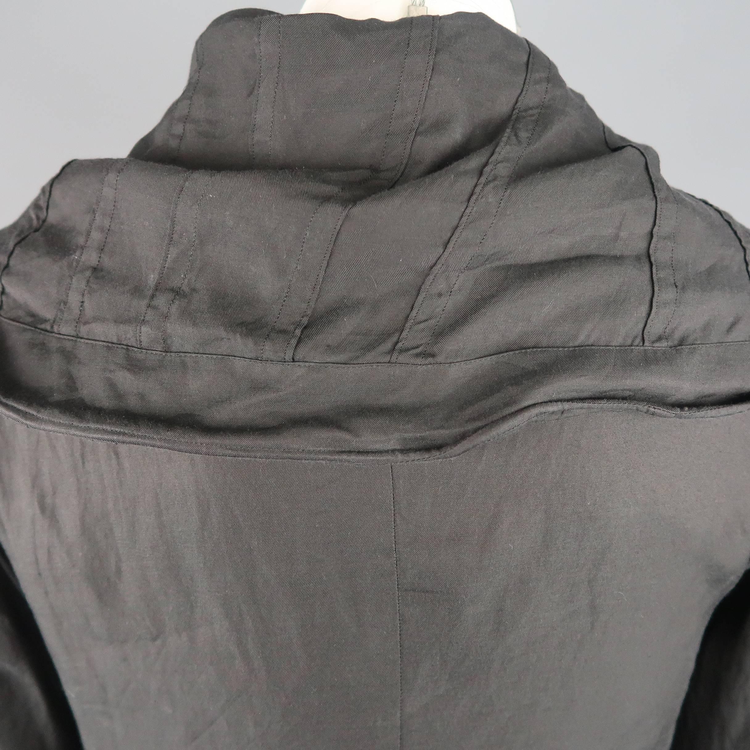 Julius_7  Men's Charcoal Cotton Blend Wire Collar Jacket 5