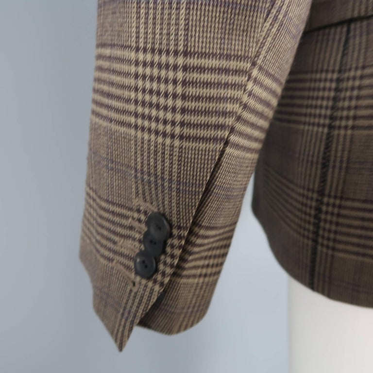 Jean Paul Gaultier Men's Beige and Eggplant Plaid Leather Trim Sport Coat at 1stDibs