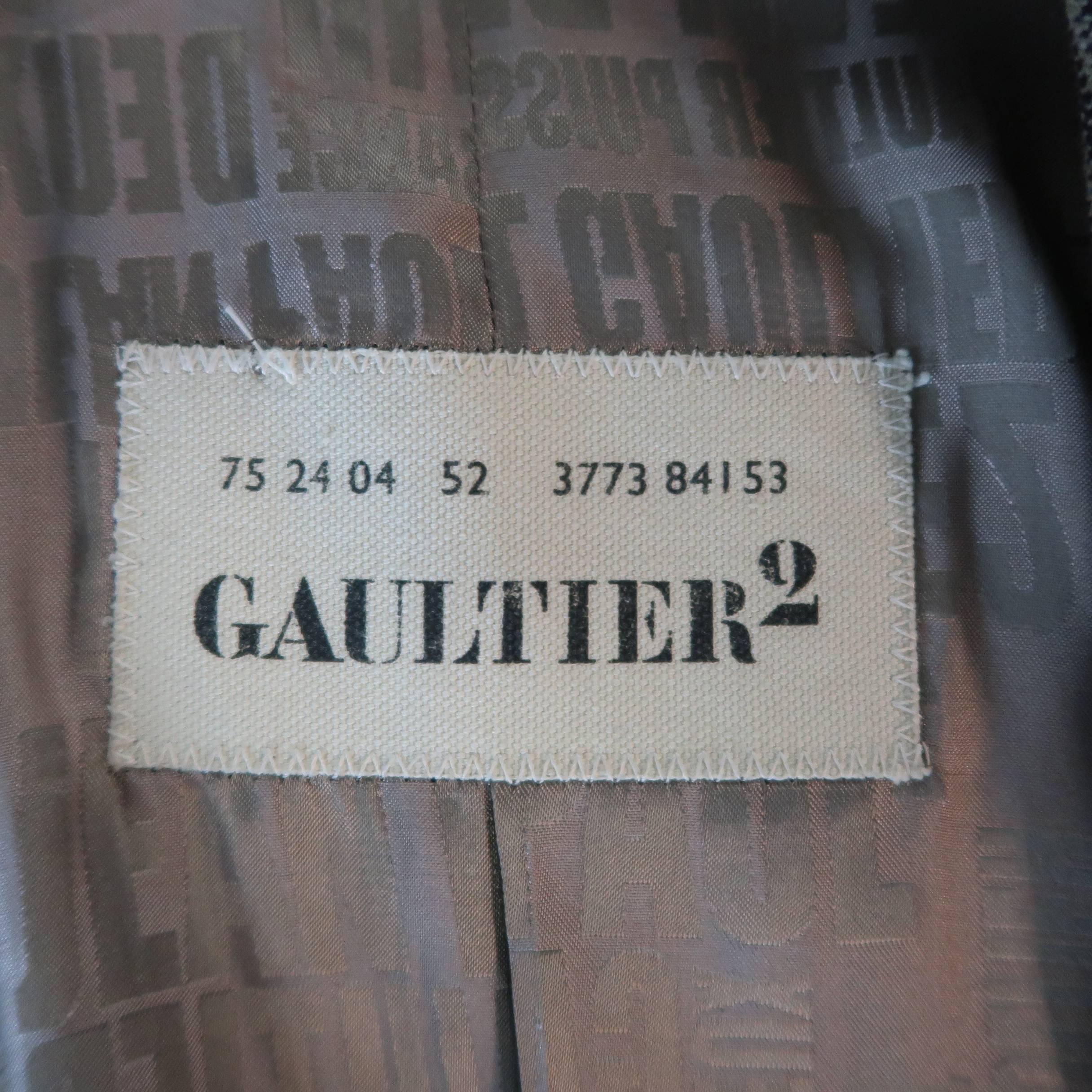 Jean Paul Gaultier Men's Beige and Eggplant Plaid Leather Trim Sport Coat 5