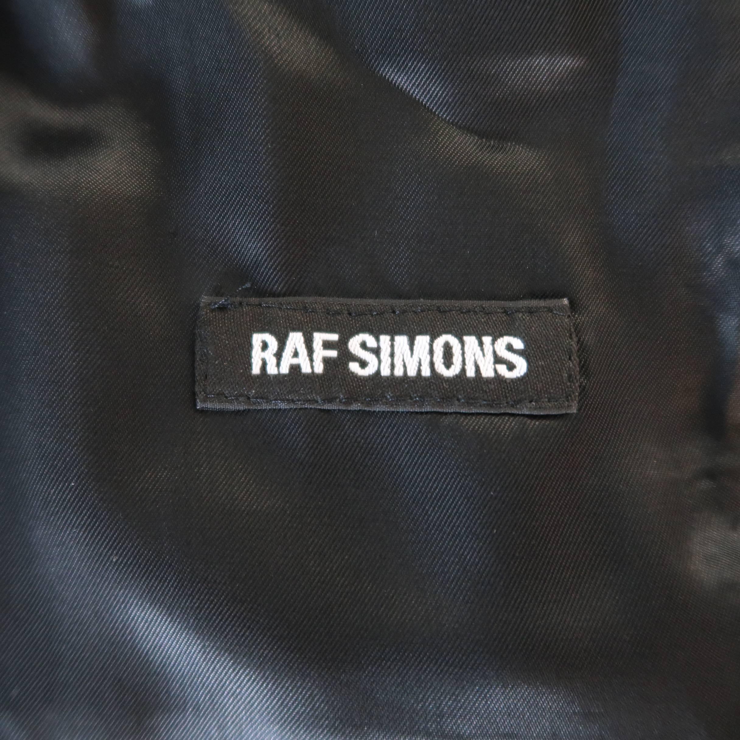 Raf Simons Charcoal Herringbone Textured Wool Flap Sport Coat 4