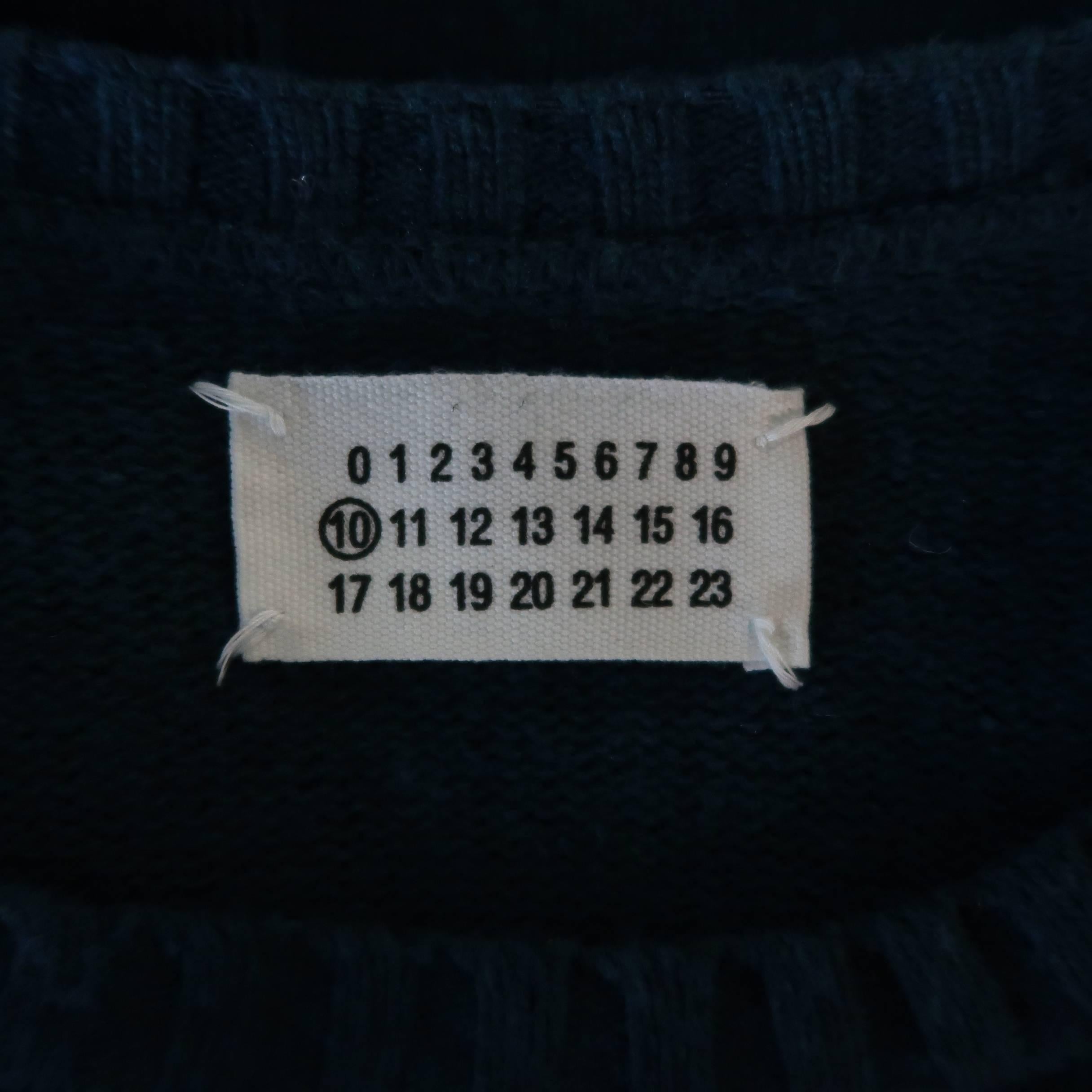 Men's MAISON MARTIN MARGIELA Size L Teal Knitted Wool Blend Crewneck Sweater 2