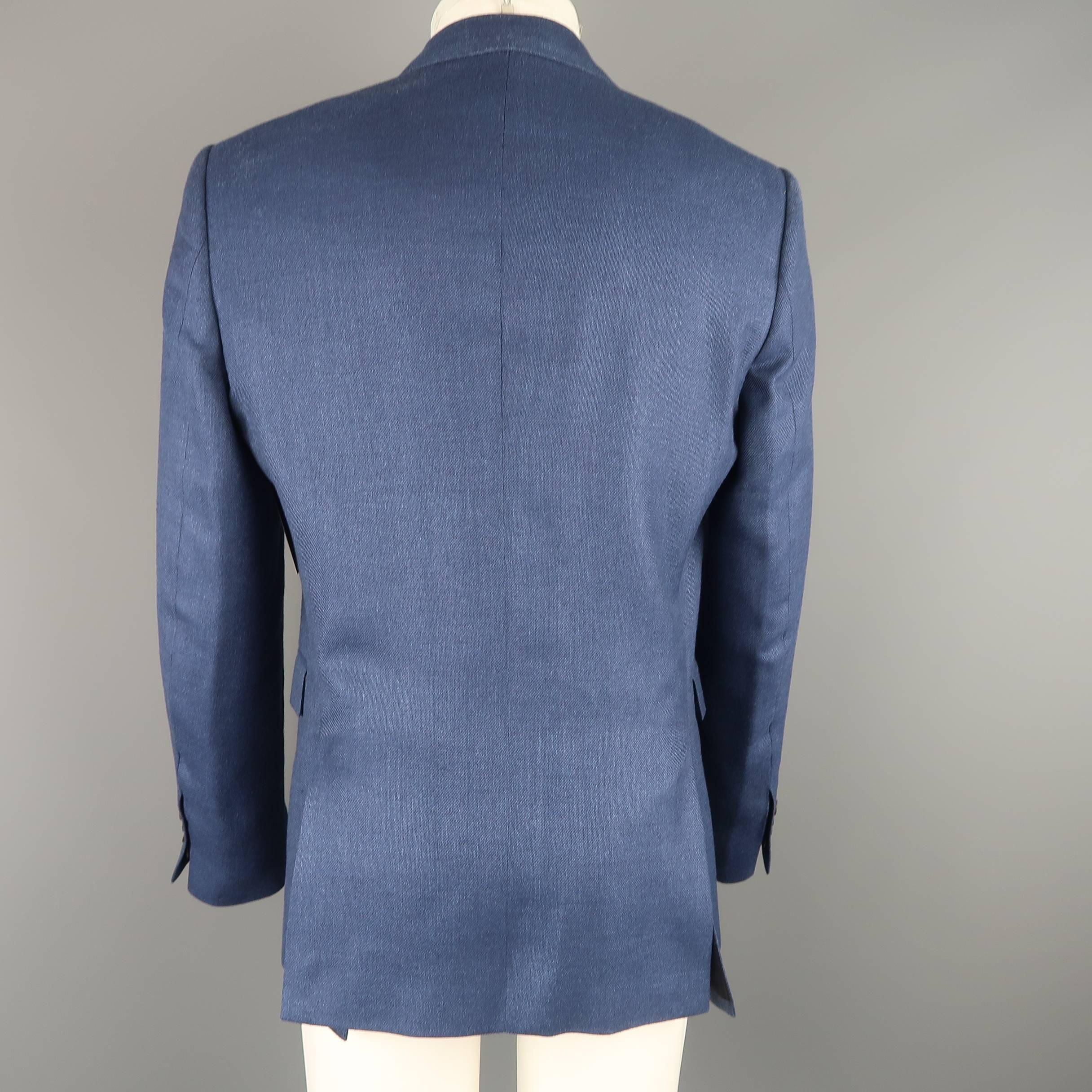 Men's BURBERRY LONDON 42 Regular Blue Wool Blend Double Breasted Sport Coat 3