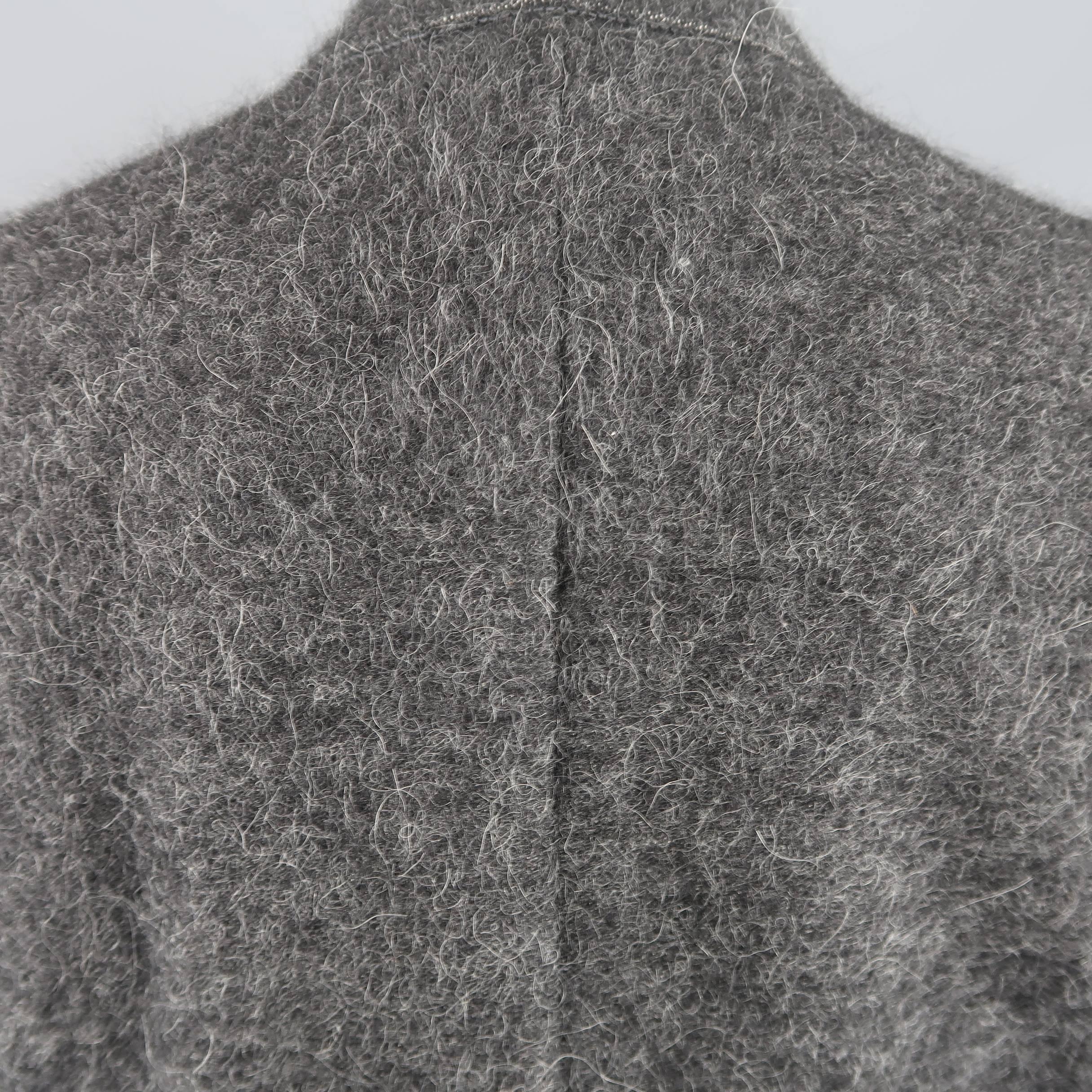 Men's DRIES VAN NOTEN 42 Charcoal Fuzzy Textured Double Breasted Sport Coat 3