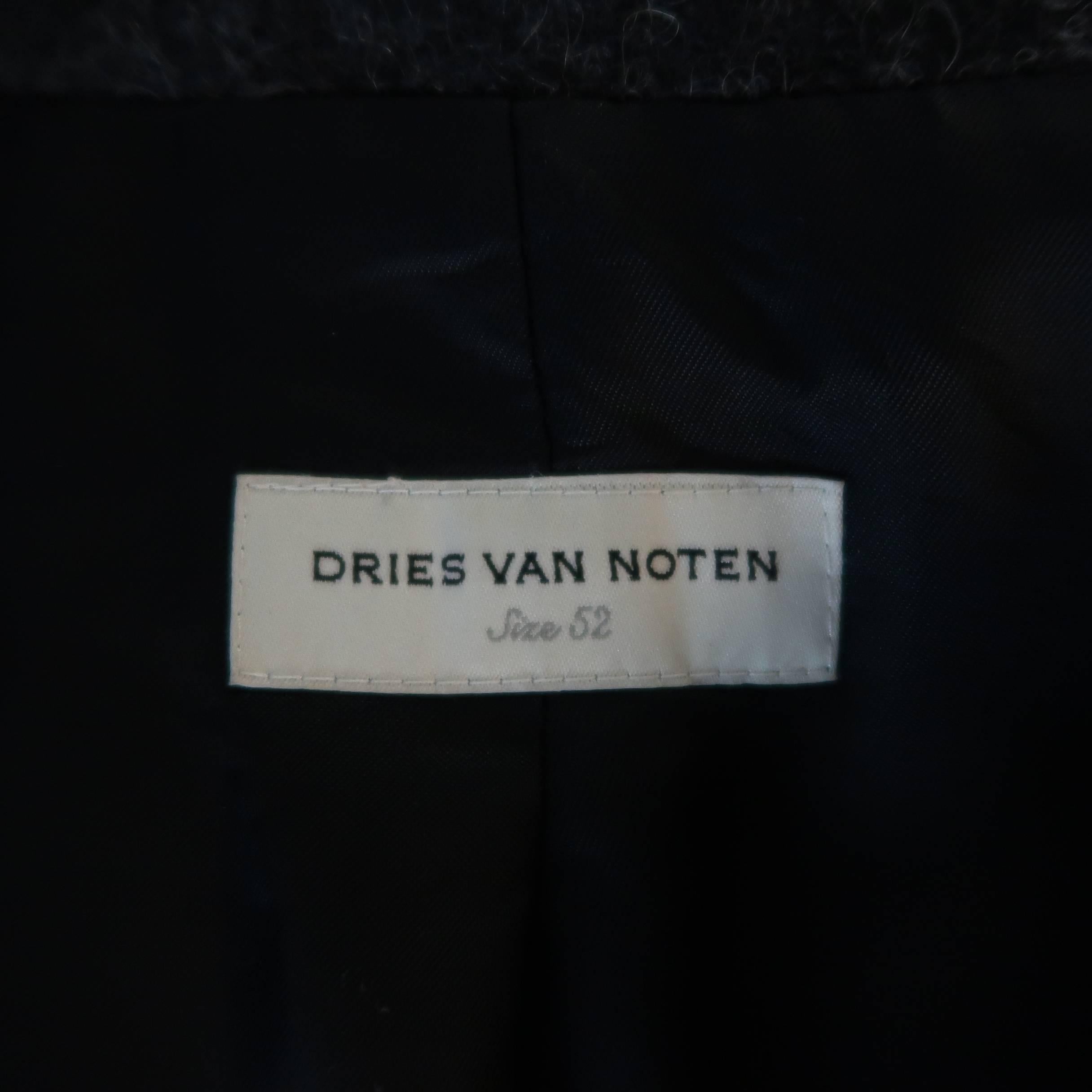 Men's DRIES VAN NOTEN 42 Charcoal Fuzzy Textured Double Breasted Sport Coat 4