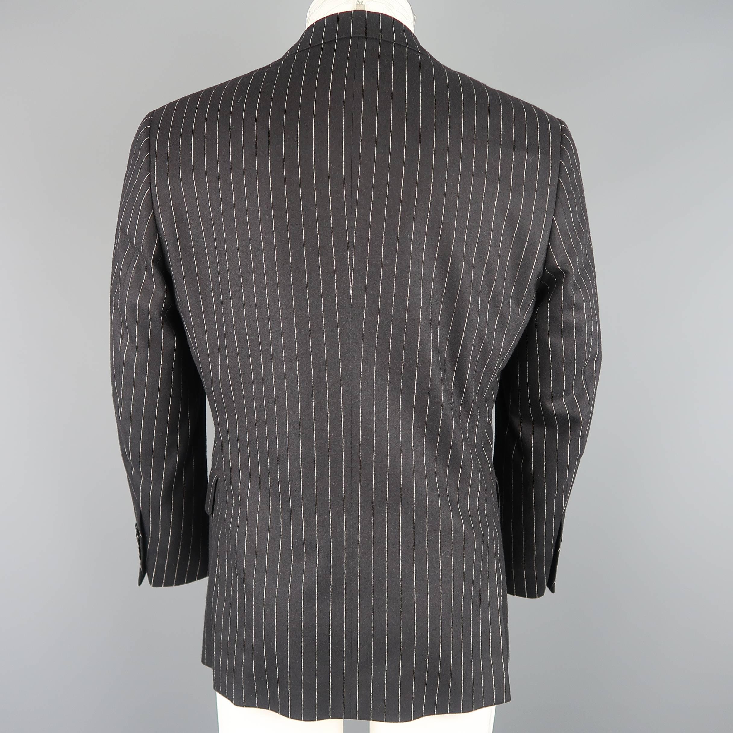 Black John Varvatos Men's Short Navy Wool / Cashmere Pinstriped Sport Coat