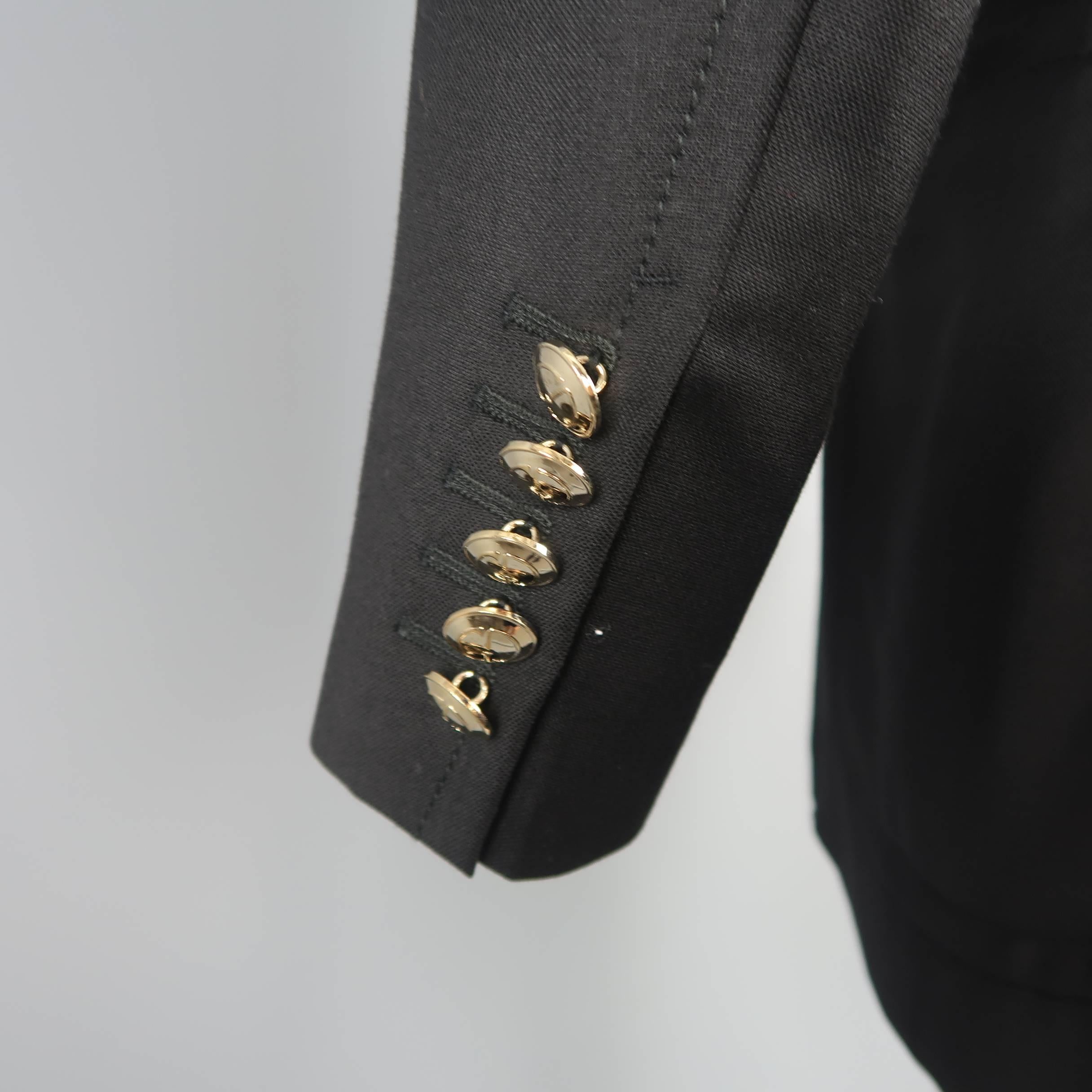 Gucci Men's Black Solid Wool Gold Button Patch Pocket Sport Coat 3