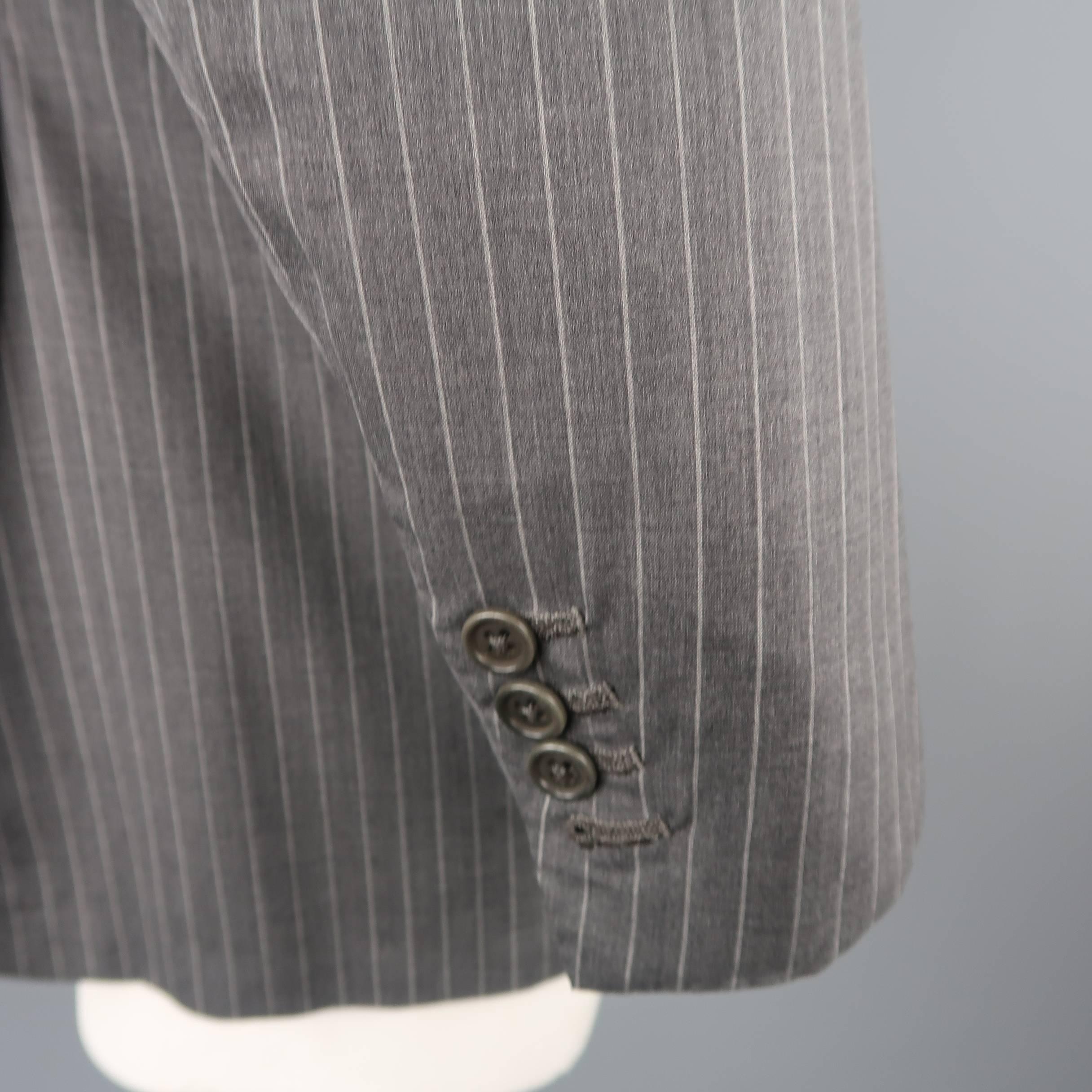 Kiton Men's Gray Pinstriped Wool 3 Button Notch Lapel Sport Coat In Excellent Condition In San Francisco, CA