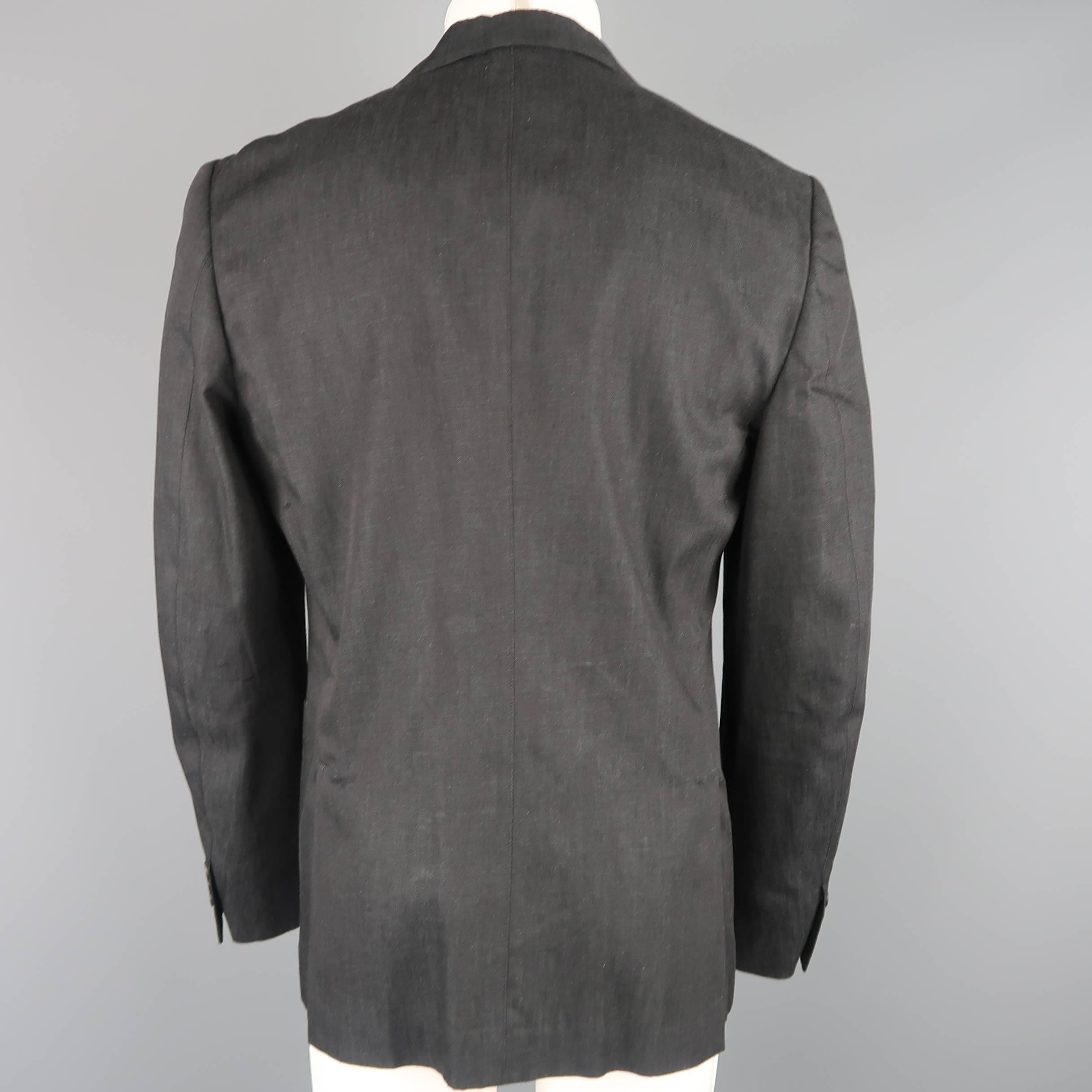 Prada Men's Black Solid Textured Cotton Patch Pocket Sport Coat 2