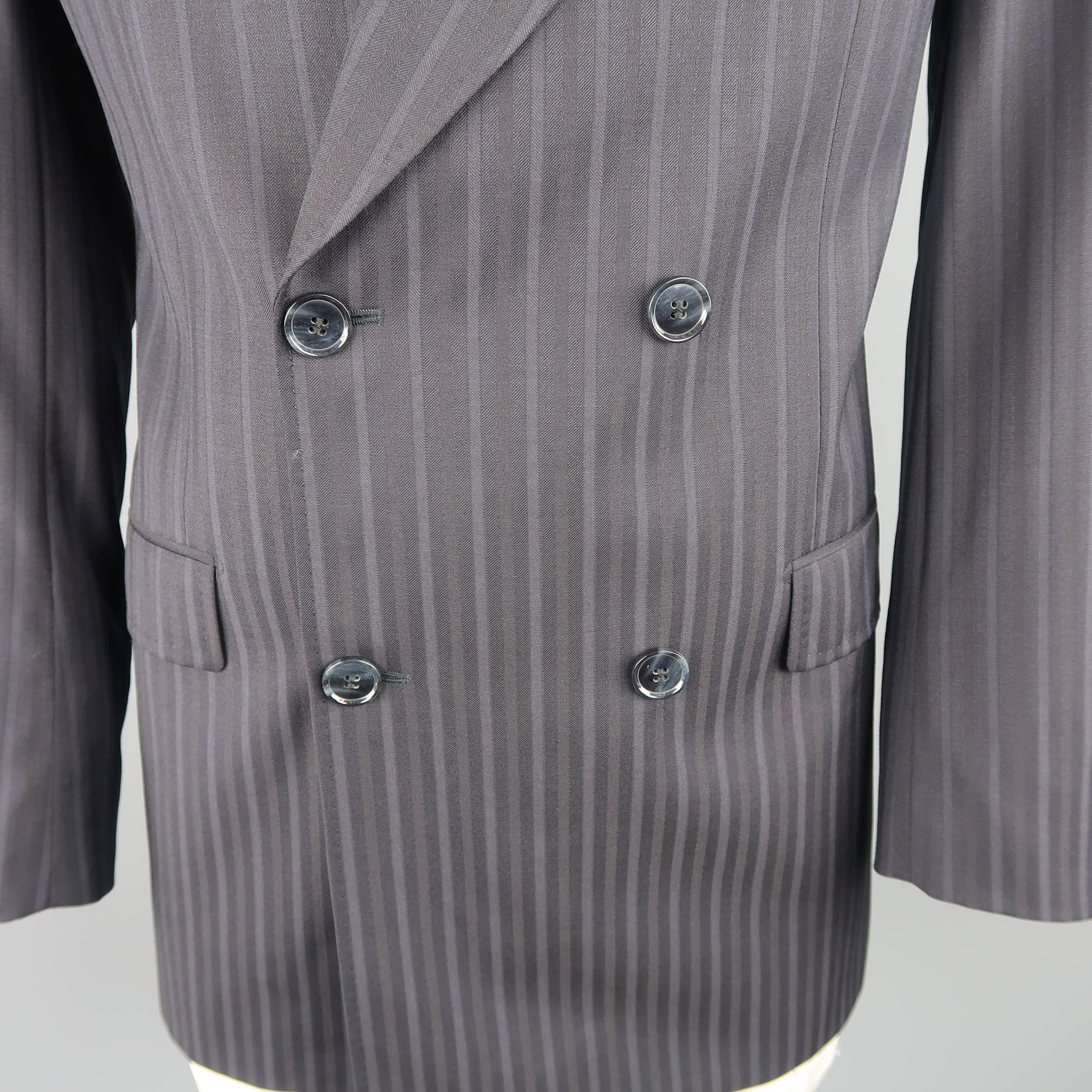 Dolce & Gabbana Men's Black Stripe Wool Double Breasted Sport Coat In Excellent Condition In San Francisco, CA