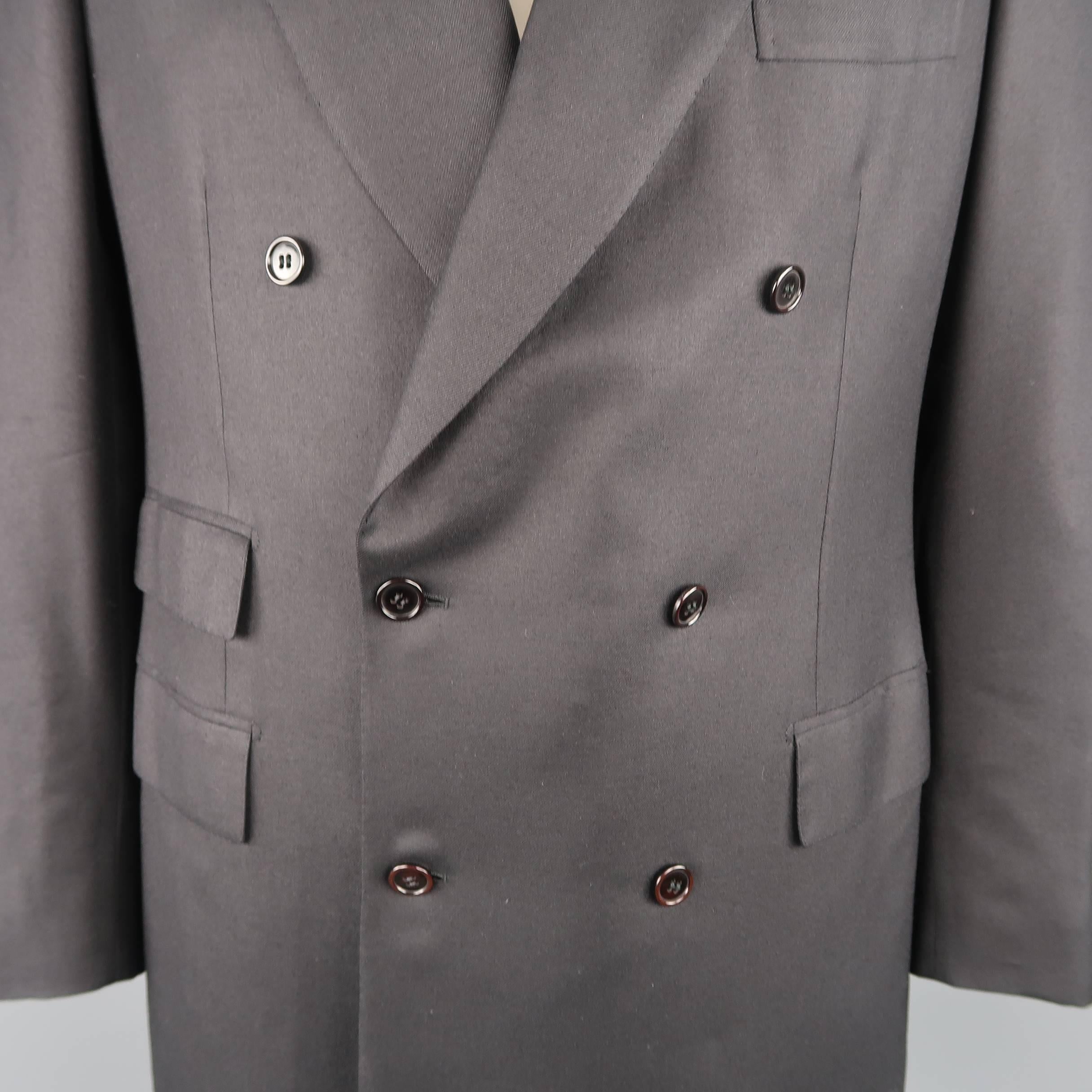 BRIONI 41 Regular Black Wool / Silk Double Breasted Peak Lapel Sport Coat  In Excellent Condition In San Francisco, CA