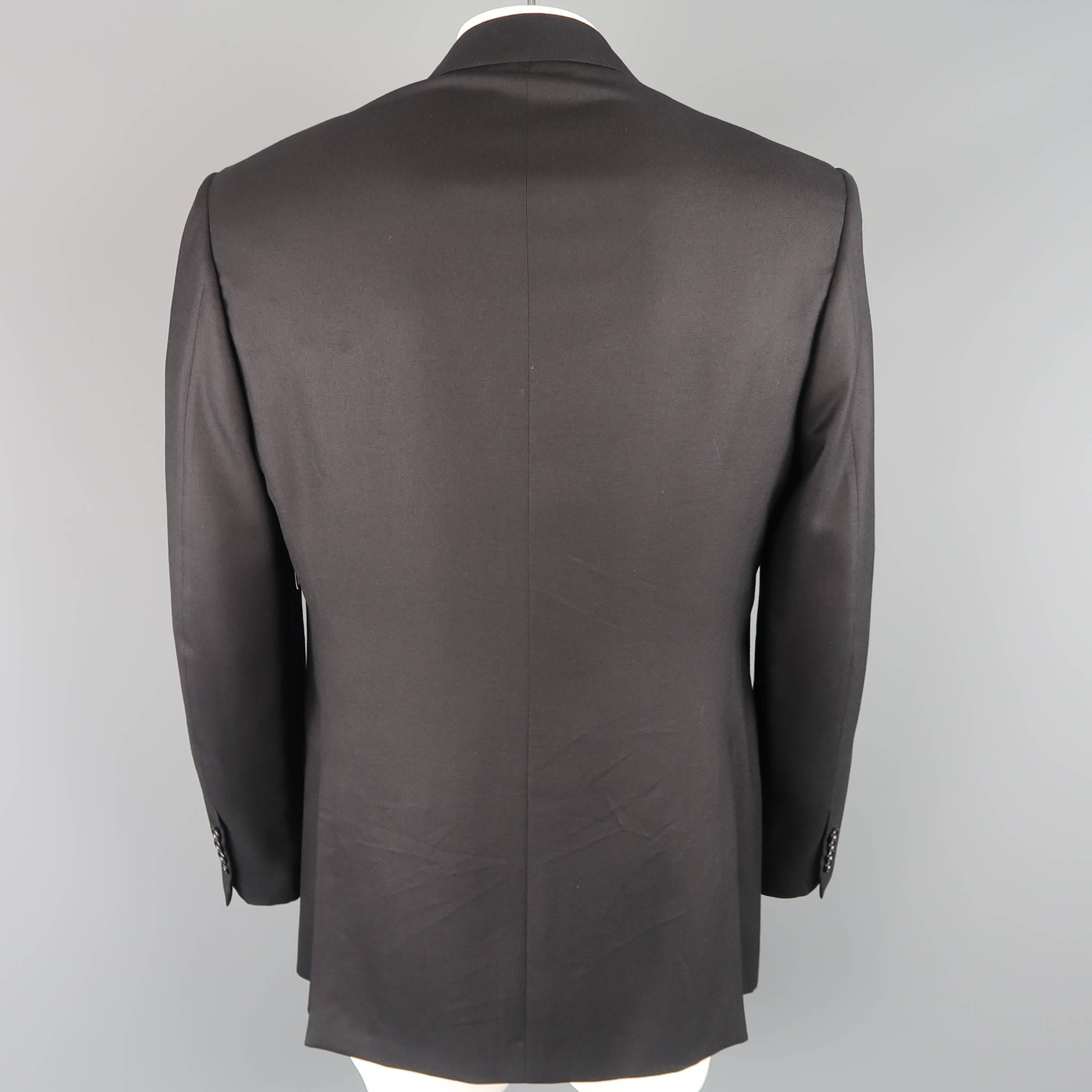 Men's BRIONI 41 Regular Black Wool / Silk Double Breasted Peak Lapel Sport Coat 