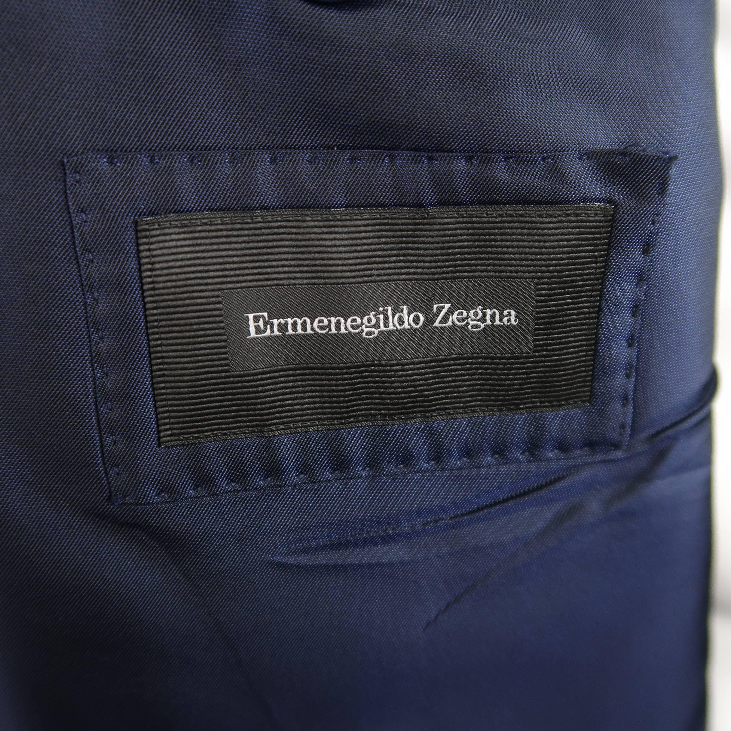 Black ERMENEGILDO ZEGNA 50 Regular Navy Textured Wool Notch Lapel Sport Coat Jacket