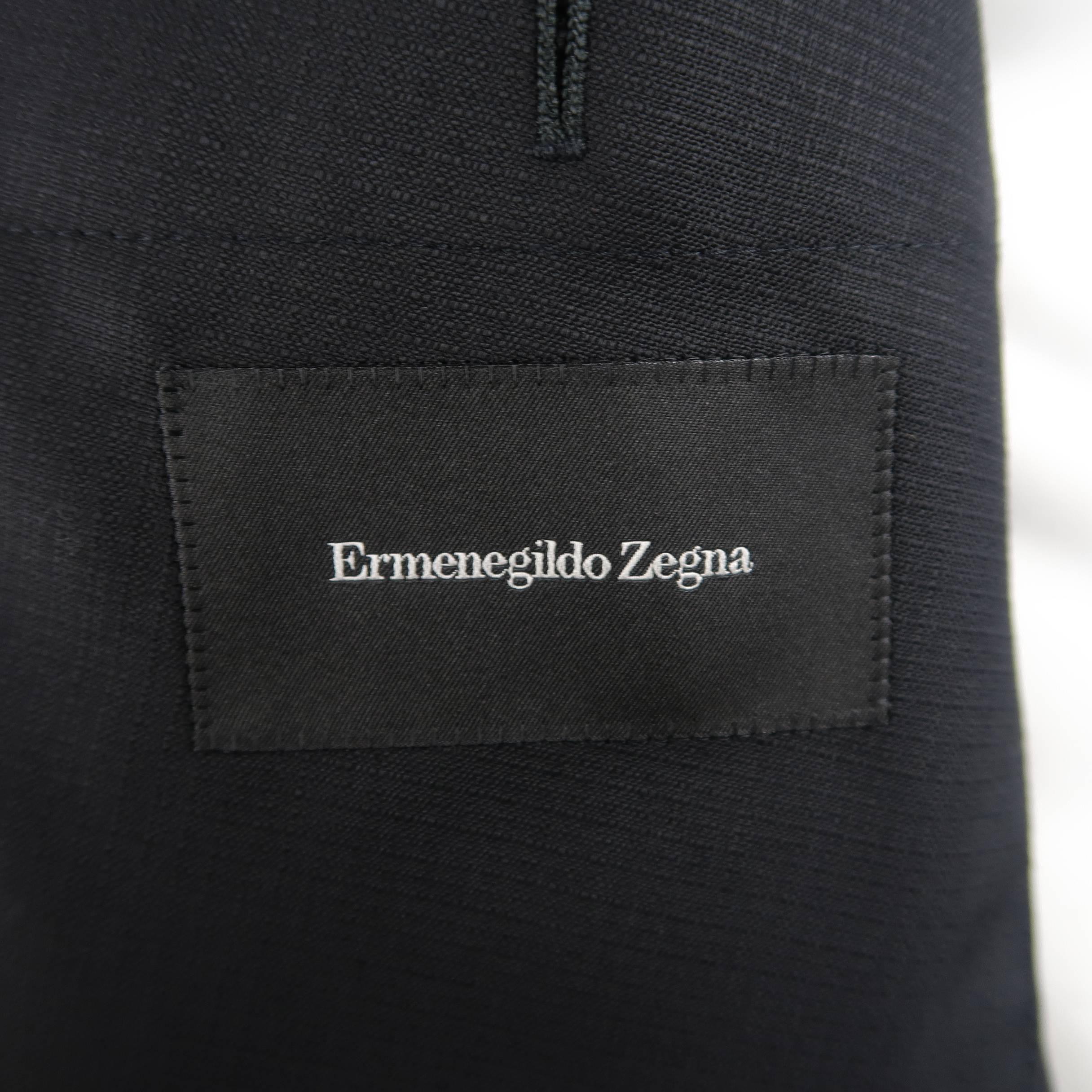 ERMENEGILDO ZEGNA 40 Regular Black Window Pane Textured Wool Sport Coat Jacket 2