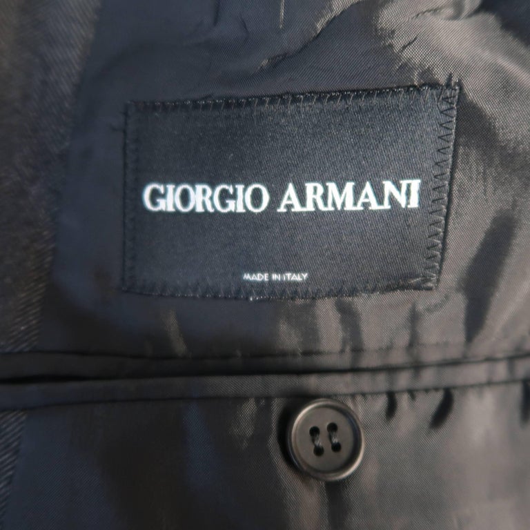 GIORGIO ARMANI 40 Charcoal Herringbone Cashmere / Silk 3 Button Sport ...