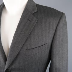 GIORGIO ARMANI 40 Charcoal Herringbone Cashmere / Silk 3 Button Sport Coat