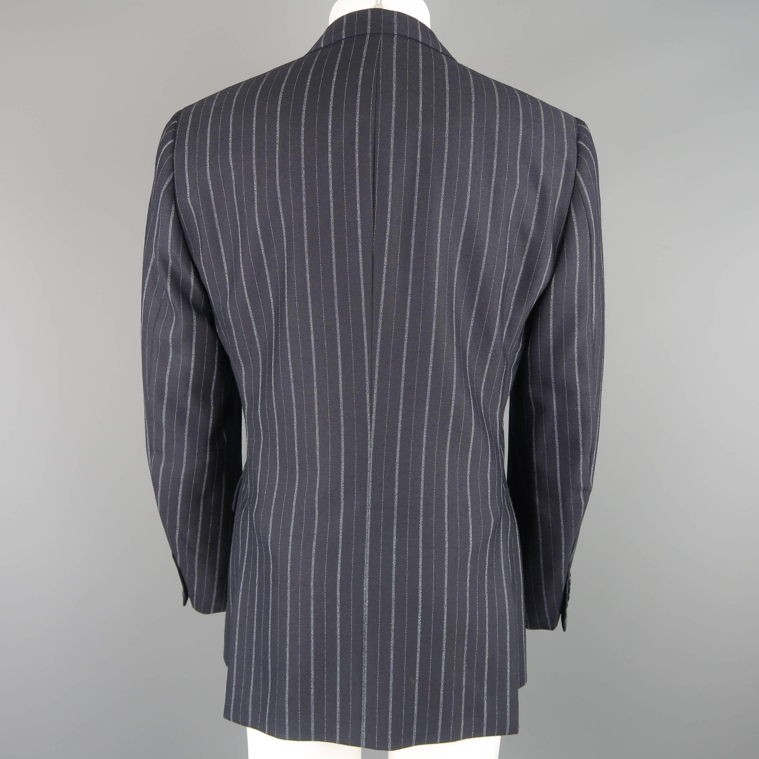 VERSUS by GIANNI VERSACE 40 Navy Pinstripe Wool Sport Coat Jacket In Excellent Condition In San Francisco, CA