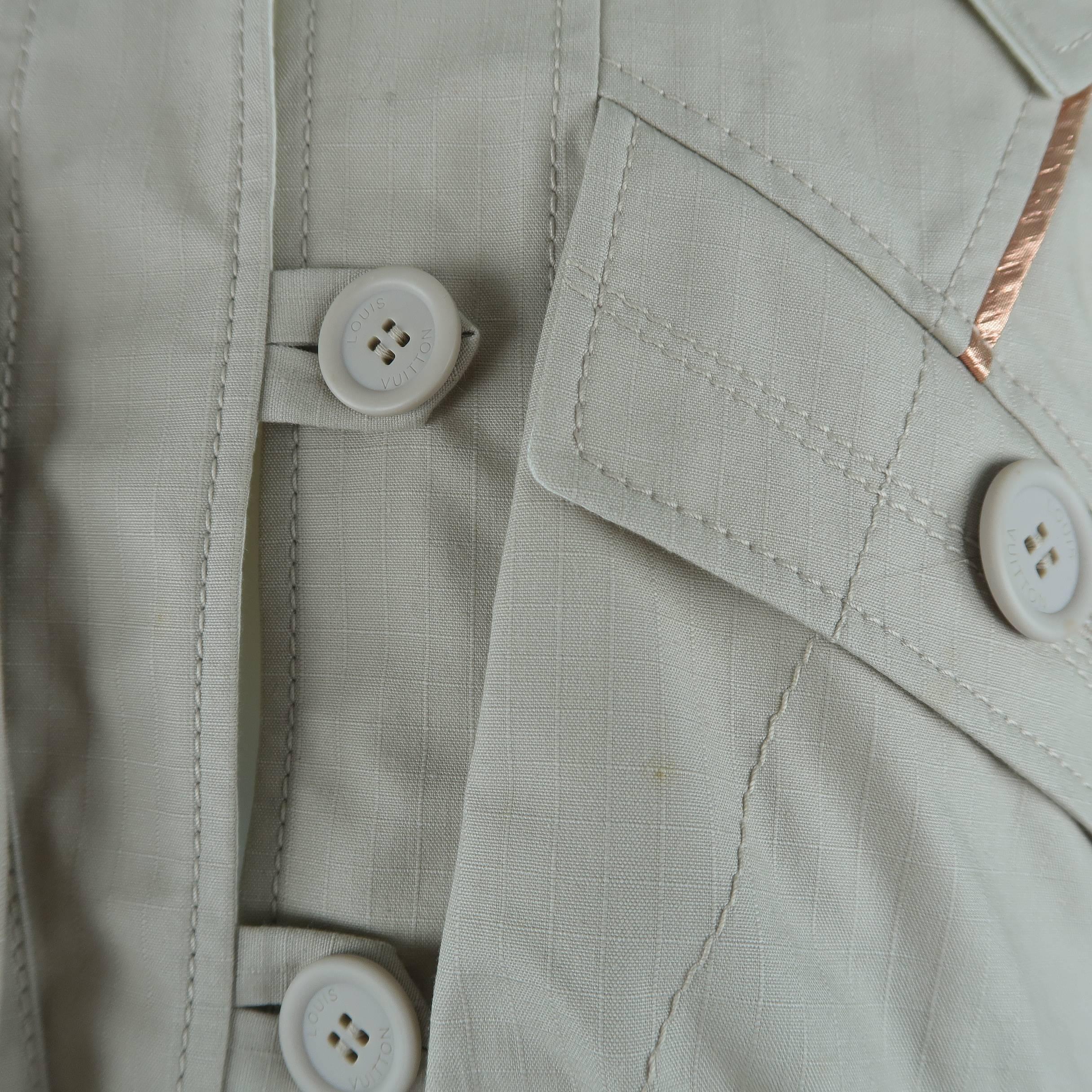 Louis Vuitton Beige Cropped A Line Safari Jacket In Excellent Condition In San Francisco, CA